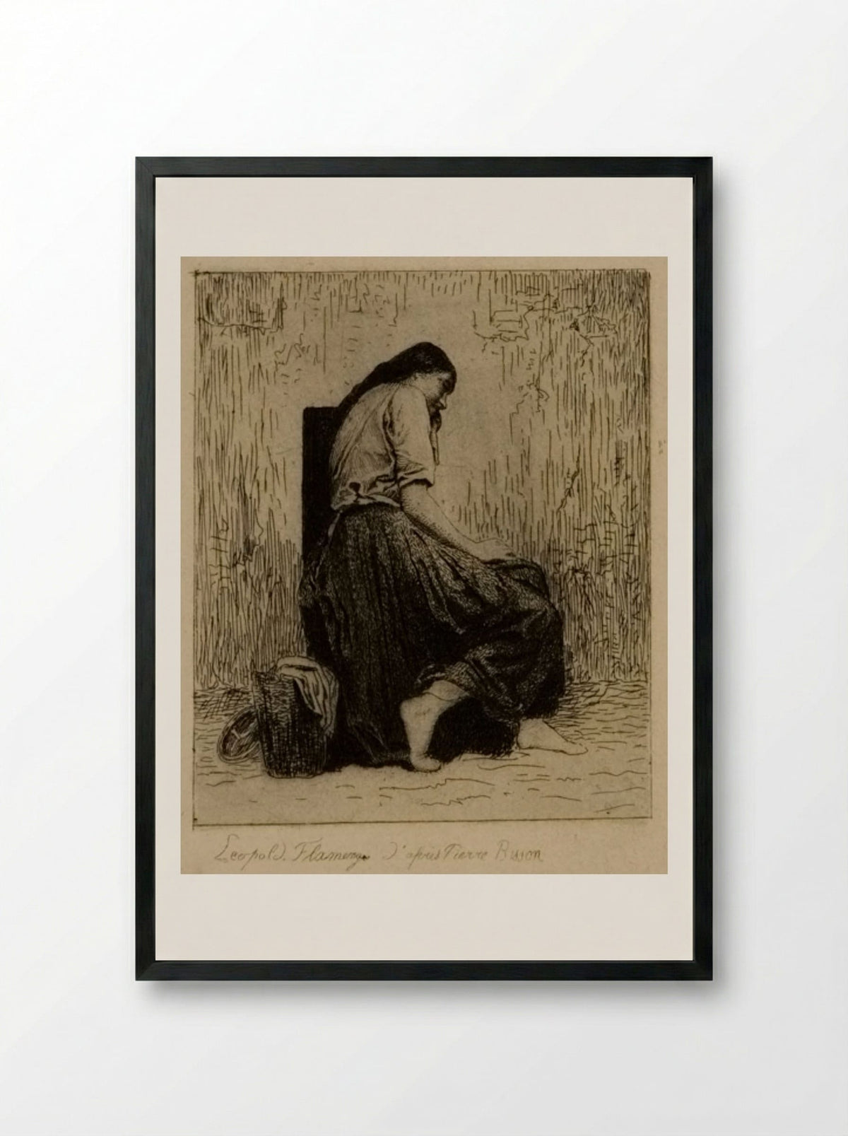 Peasant Woman - Léopold Flameng - Framed Print Black