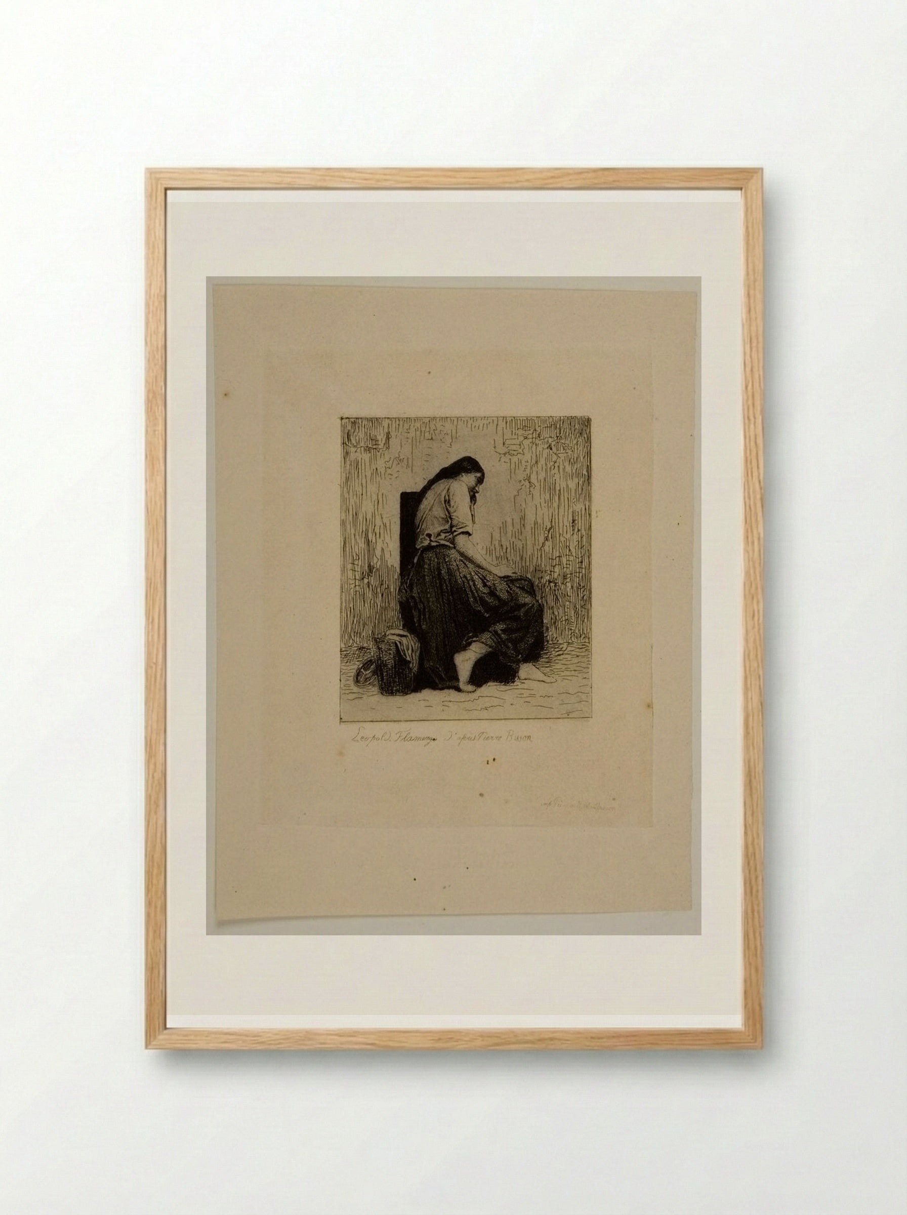 Peasant Woman - Léopold Flameng - Framed Print Wood