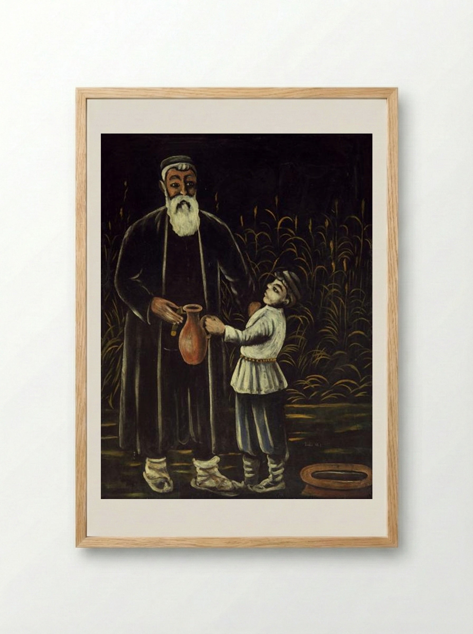 Peasant and his son - Niko Pirosmani - Framed Print Wood