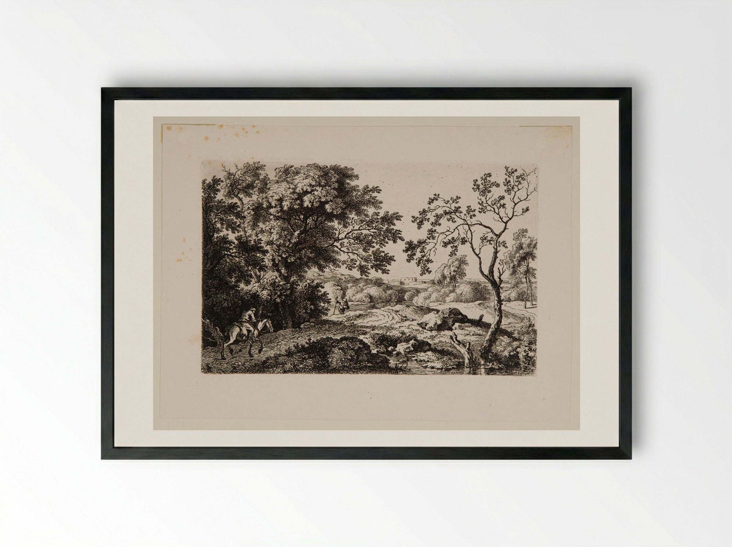 Peasant on Horseback - Ferdinand Kobell - Framed Print Black