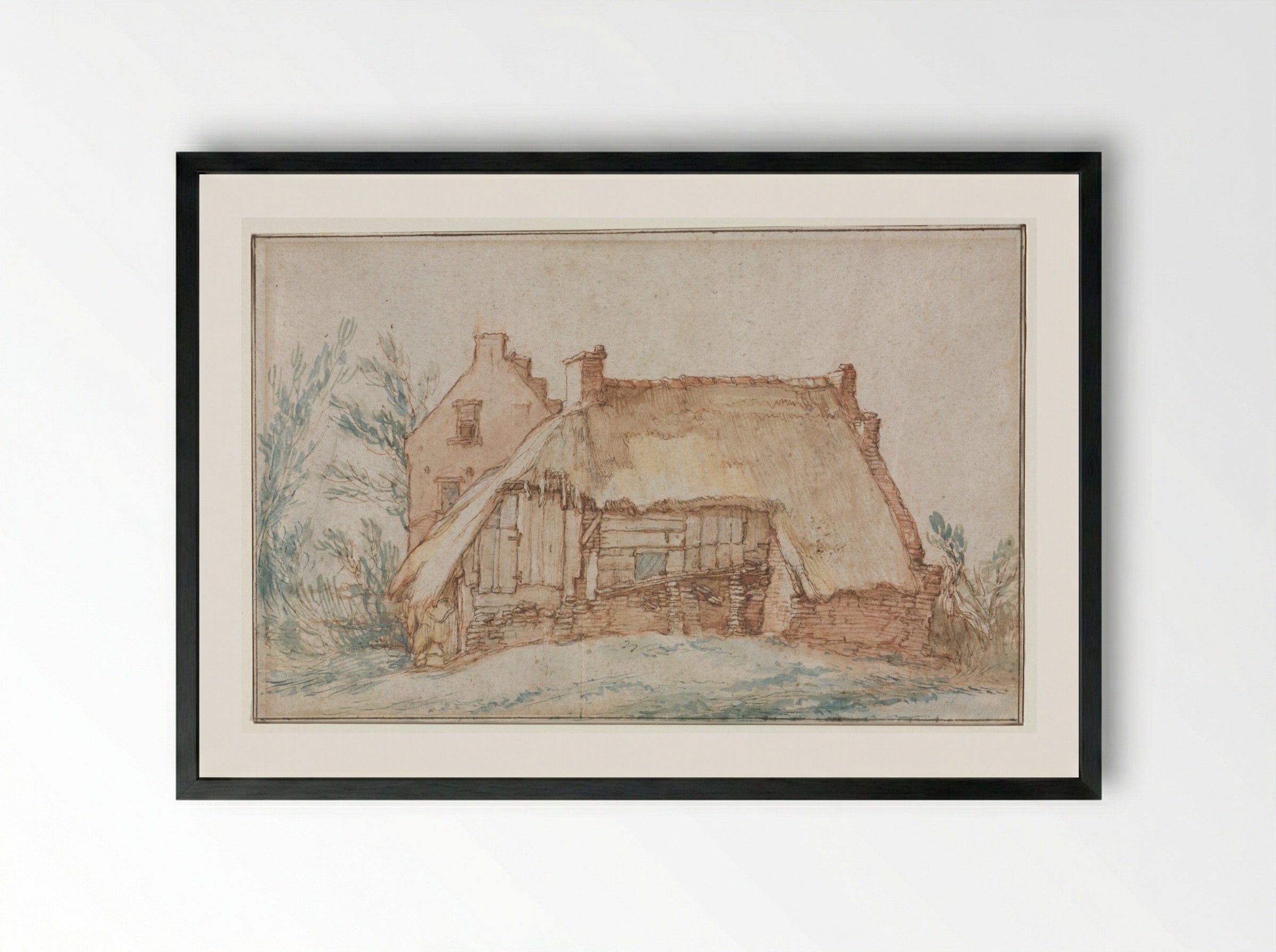 Peasant's Cottage - Abraham Bloemaert - Framed Print Black