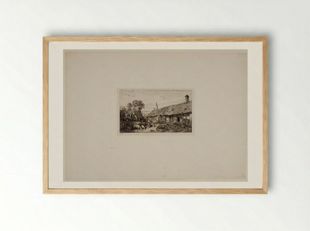 Peasant's Cottage - Charles-Émile Jacque - Framed Print Wood