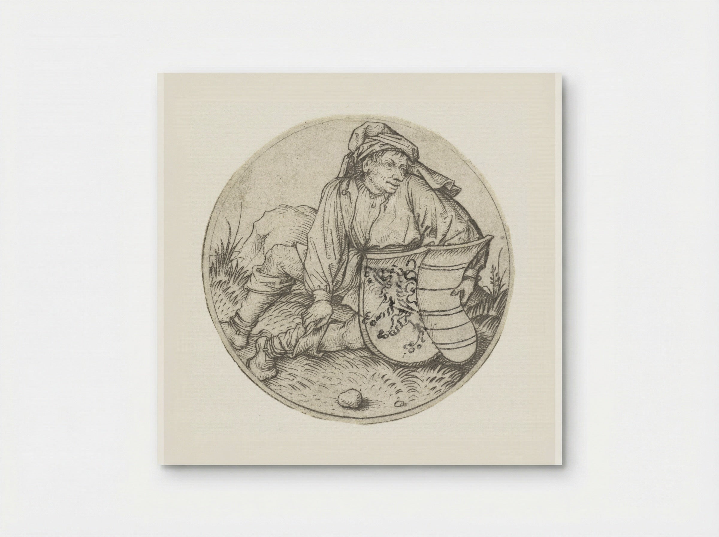 Peasant with a Blank Coat of Arms - Master of the Amsterdam Cabinet - Poster