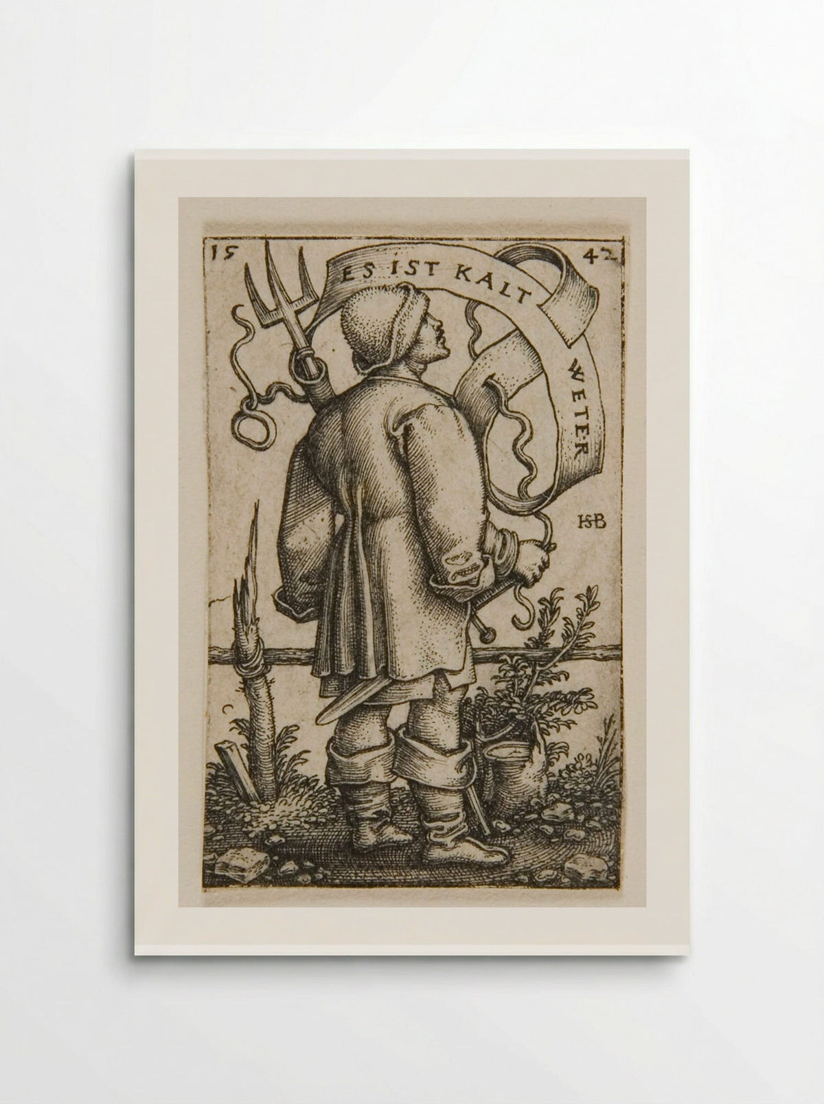 Peasant with a Fork (Cold Weather) - Sebald Beham - Poster