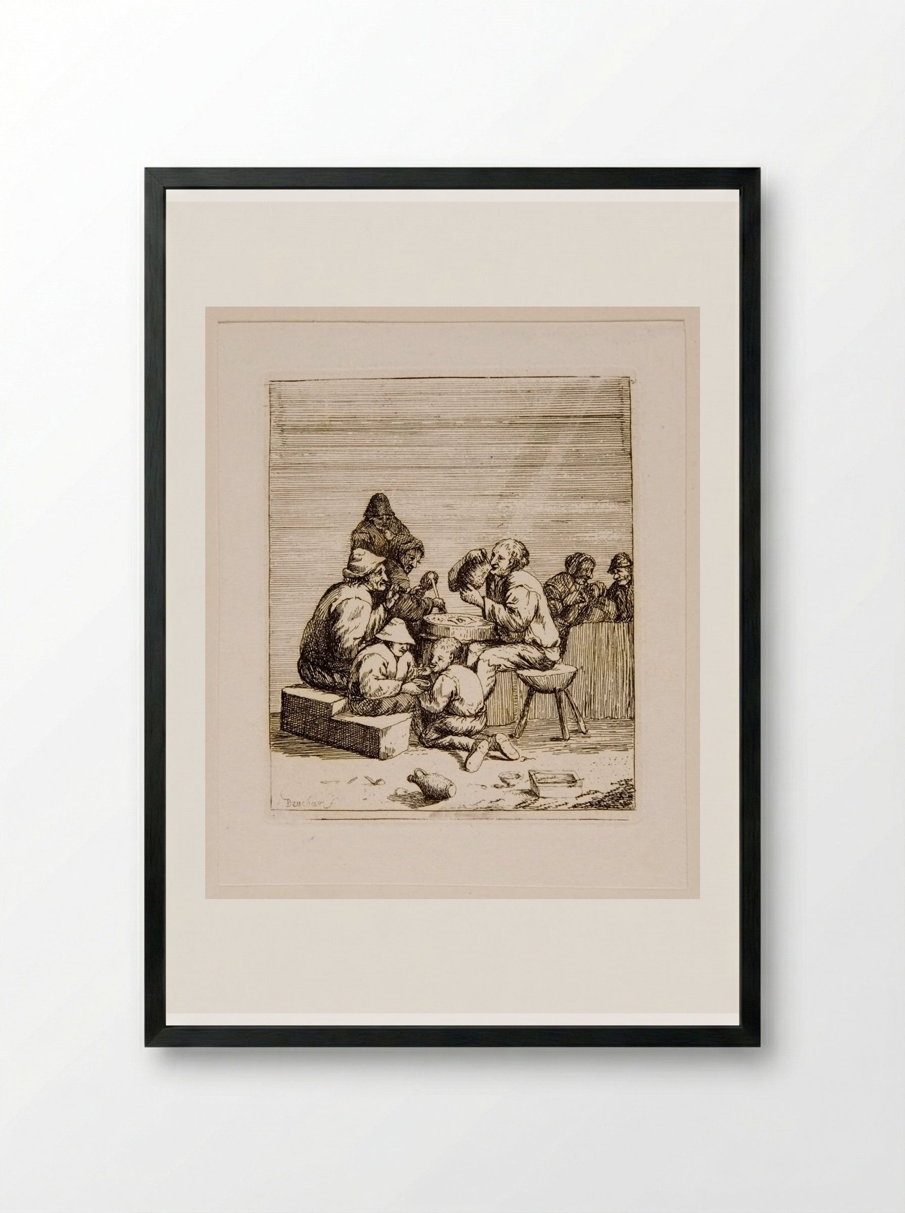 Peasants Eating and Drinking - David Deuchar - Framed Print Black