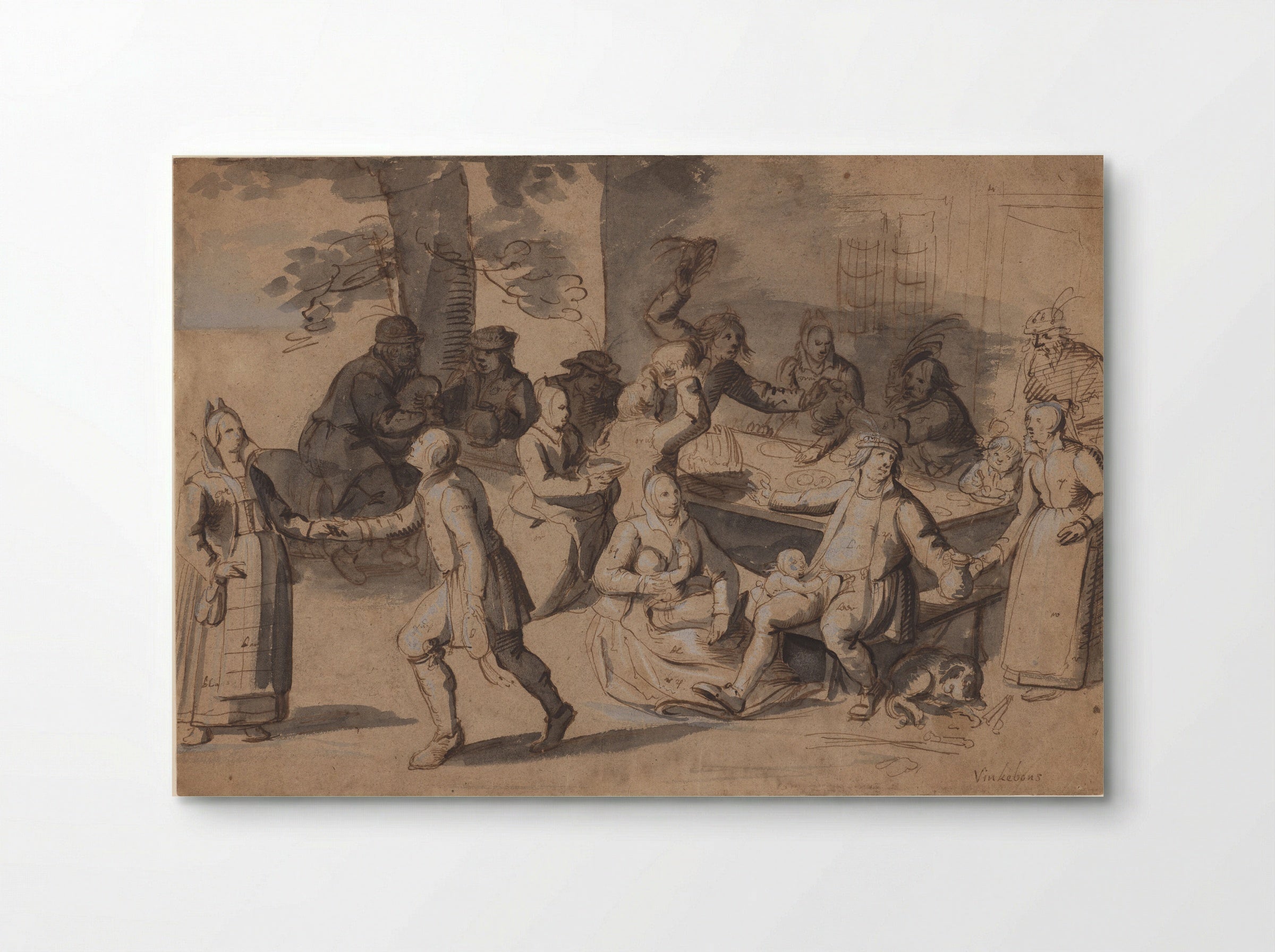 Peasants Feasting at an Outdoor Table - David Vinckboons - Poster