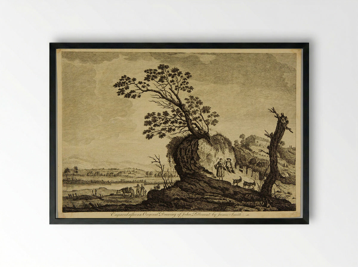Peasants Tending Goats - James Smith - Framed Print Black