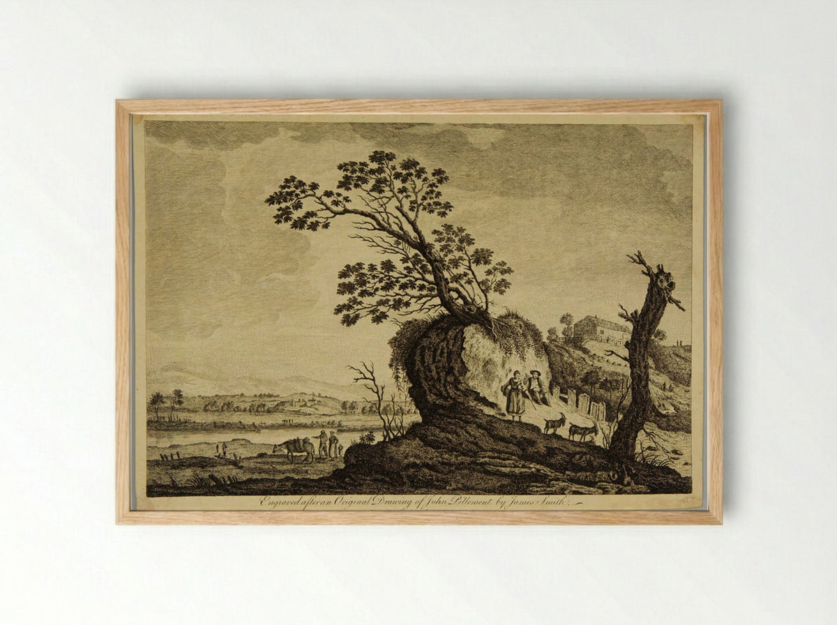 Peasants Tending Goats - James Smith - Framed Print Wood