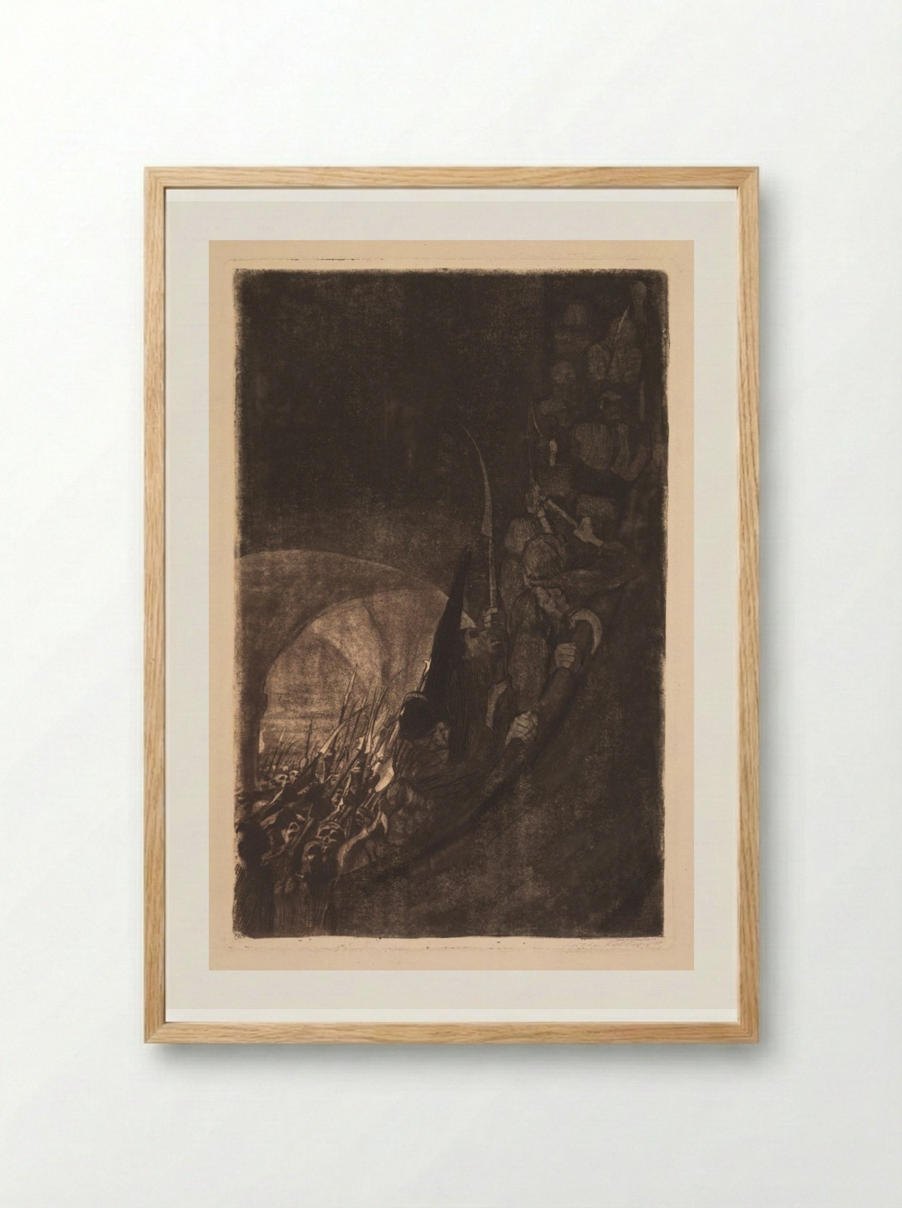 Peasants' War: Arming in a Vault - Käthe Kollwitz - Framed Print Wood