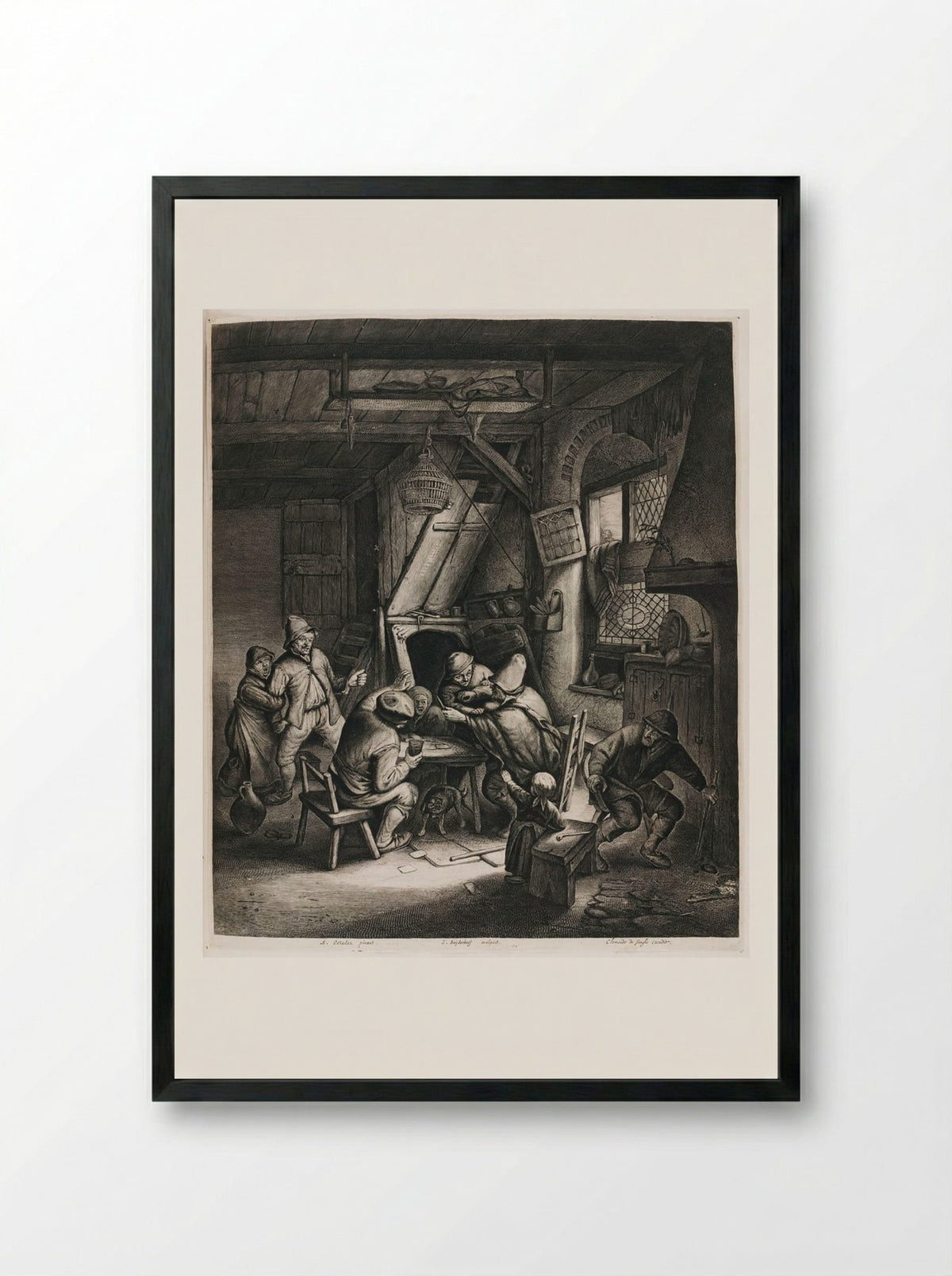 Peasants about to Brawl - Jonas Suyderhoef - Framed Print Black