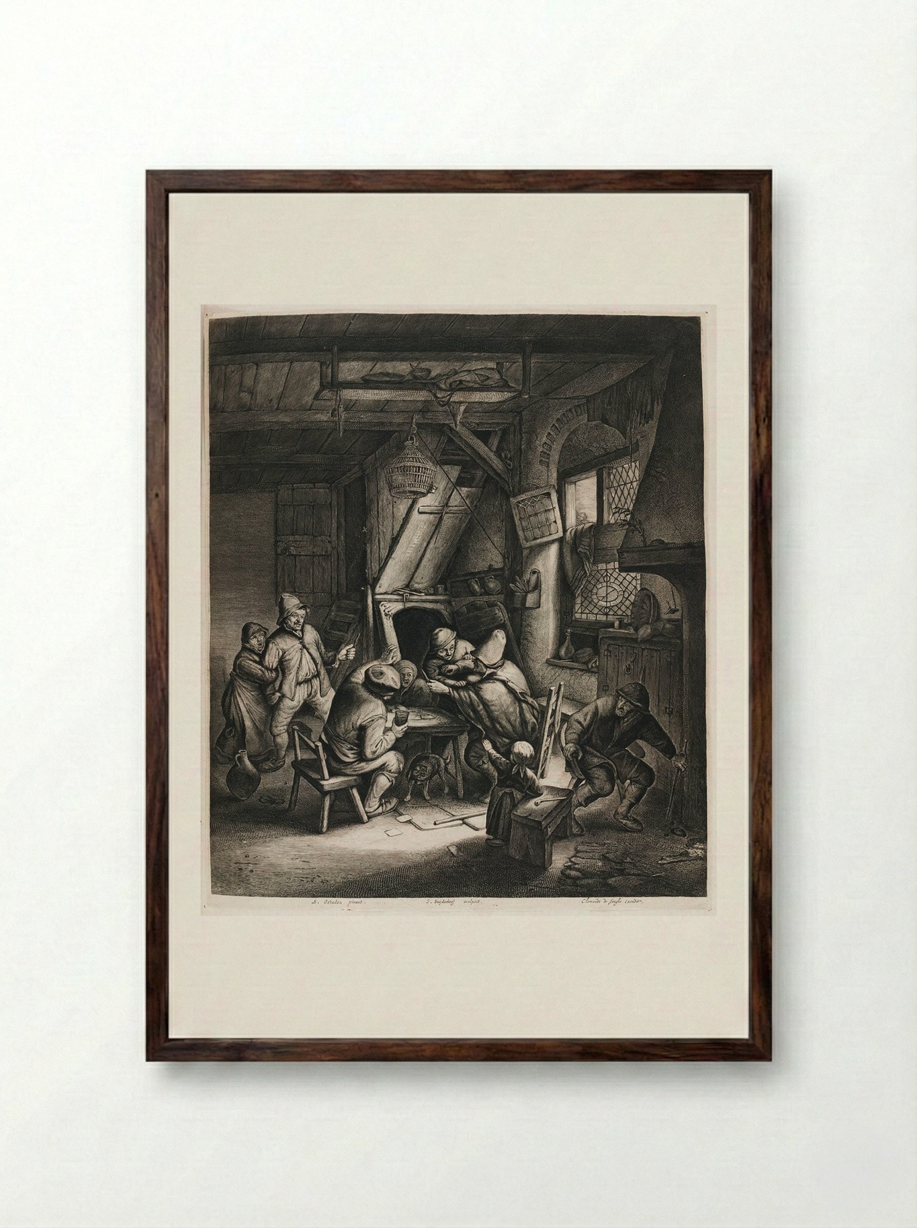 Peasants about to Brawl - Jonas Suyderhoef - Framed Print Dark Wood
