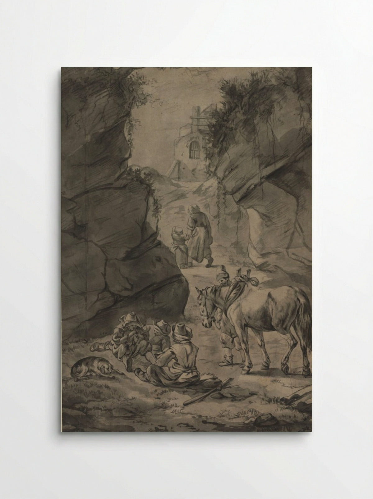 Peasants in a Rocky Landscape - Jan Wouwerman - Poster