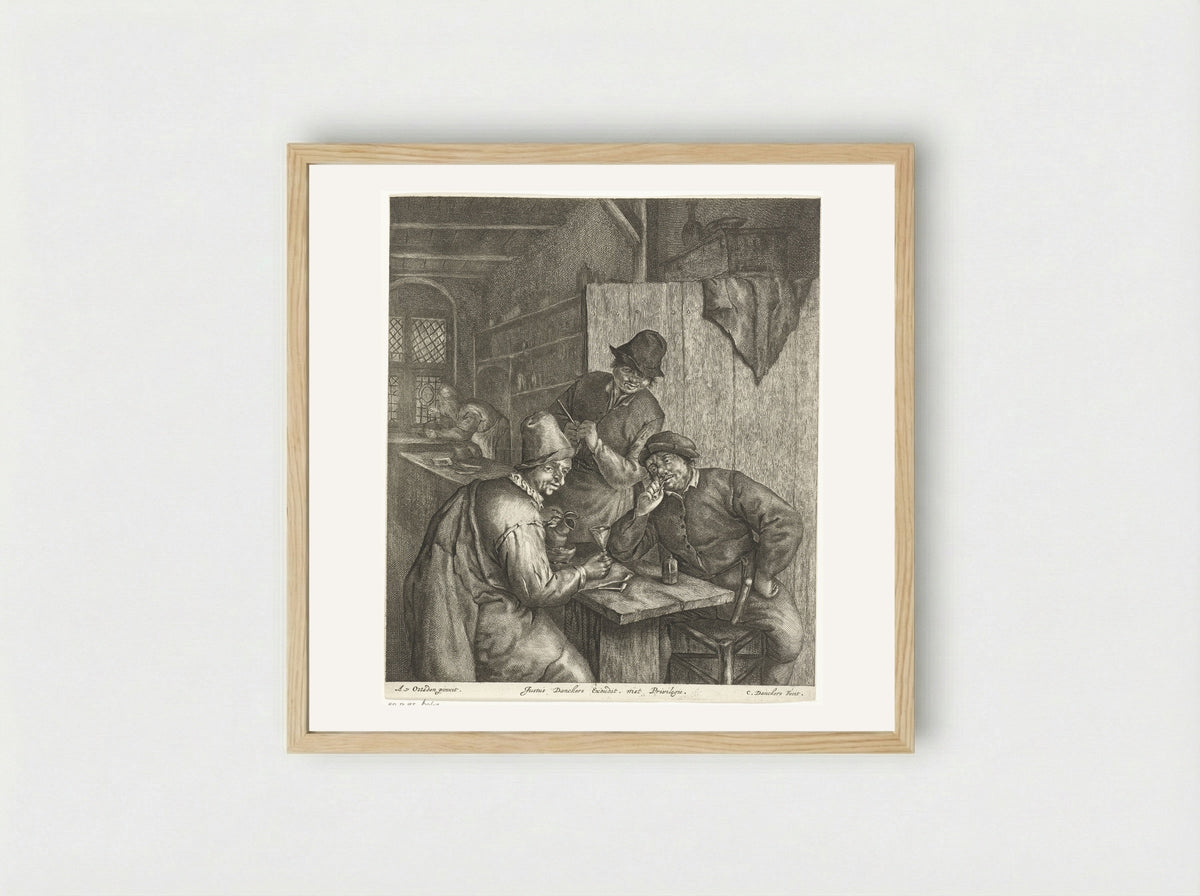 Peasants in an Interior - Cornelis Danckerts - Framed Print Wood