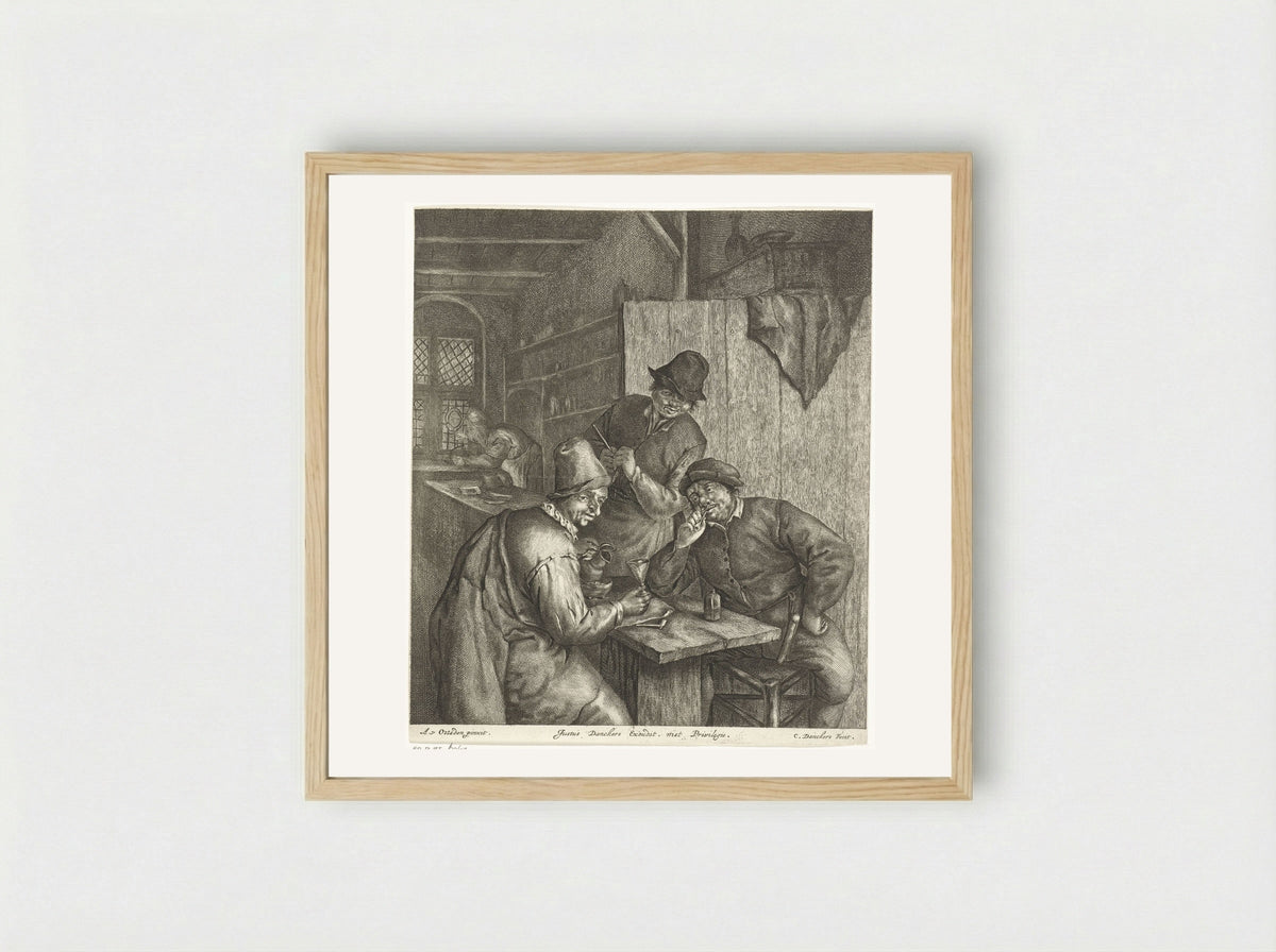 Peasants in an Interior - Cornelis Danckerts - Framed Print Wood