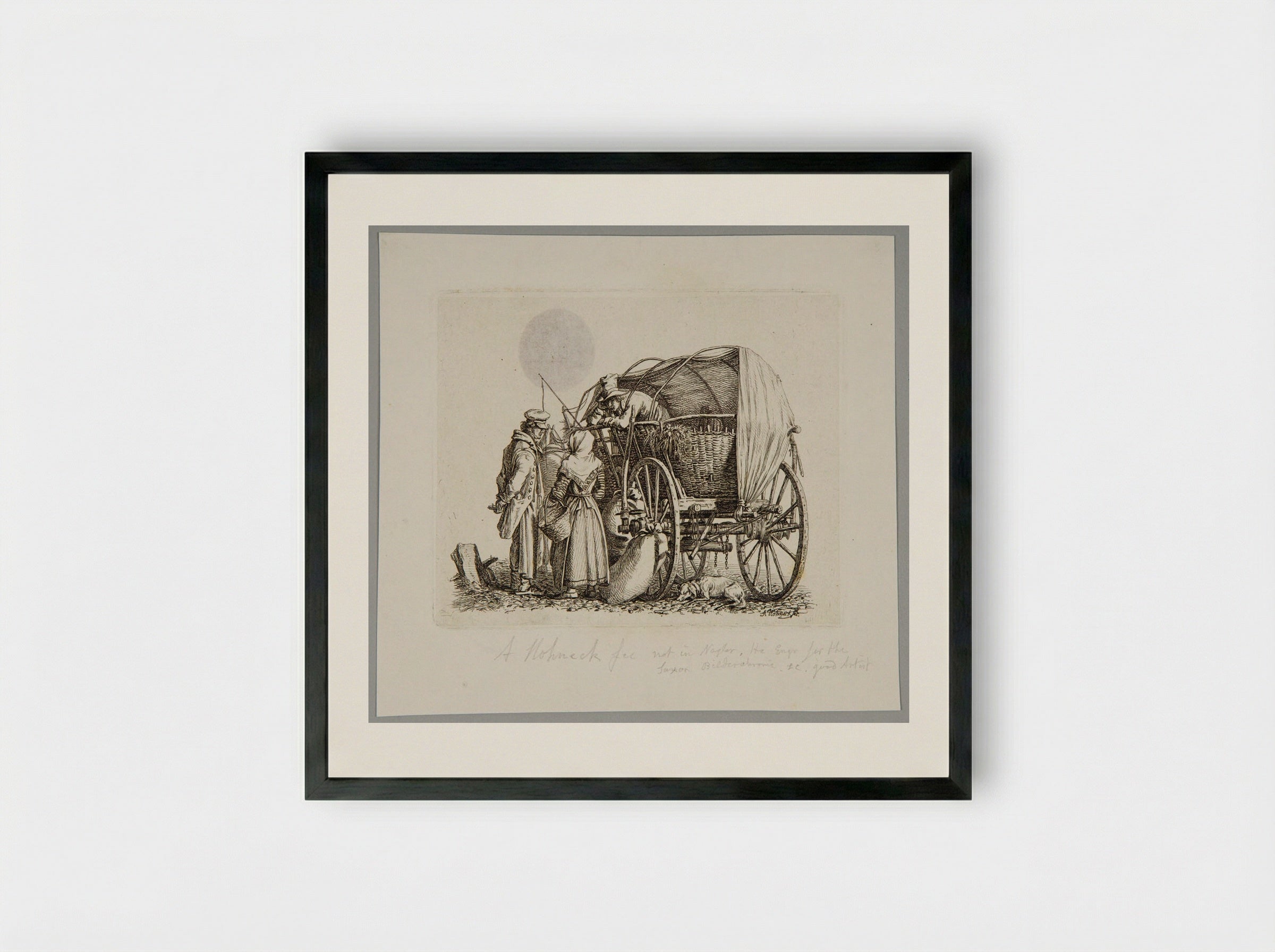 Peasants with a Wagon - Adolf Hohneck - Framed Print Black