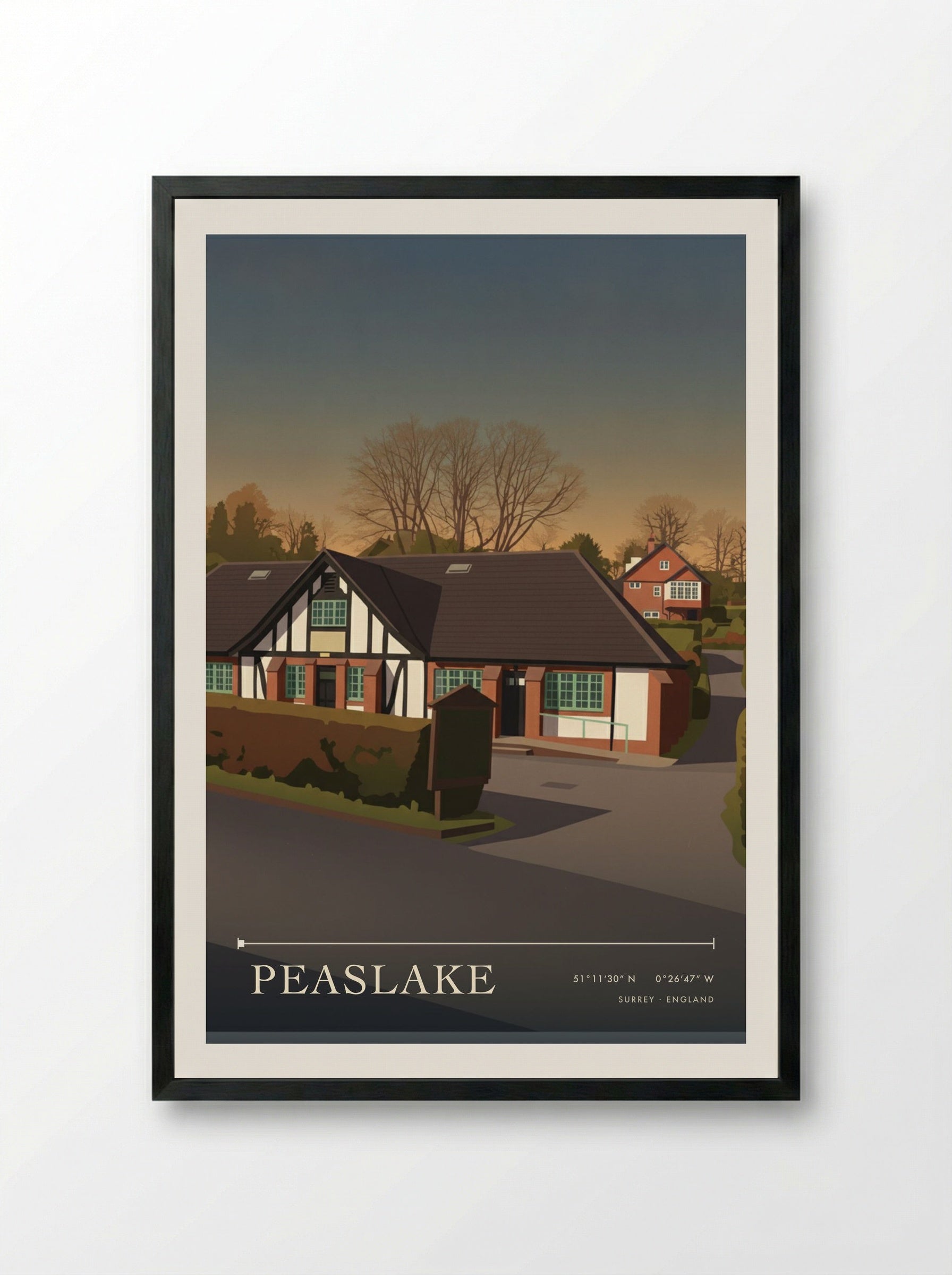 Peaslake Surrey England Travel Poster - Framed Print Black