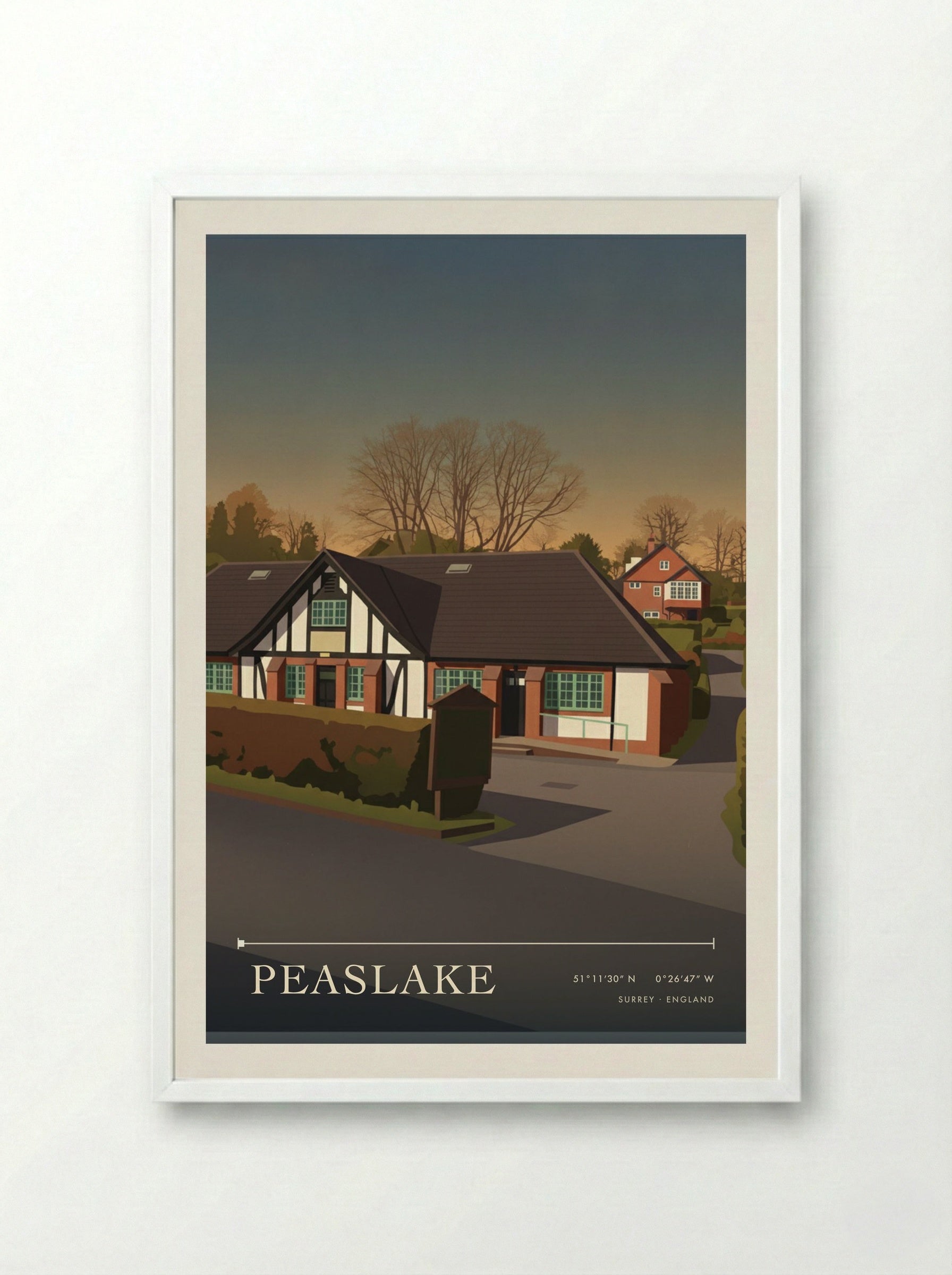Peaslake Surrey England Travel Poster - Framed Print White
