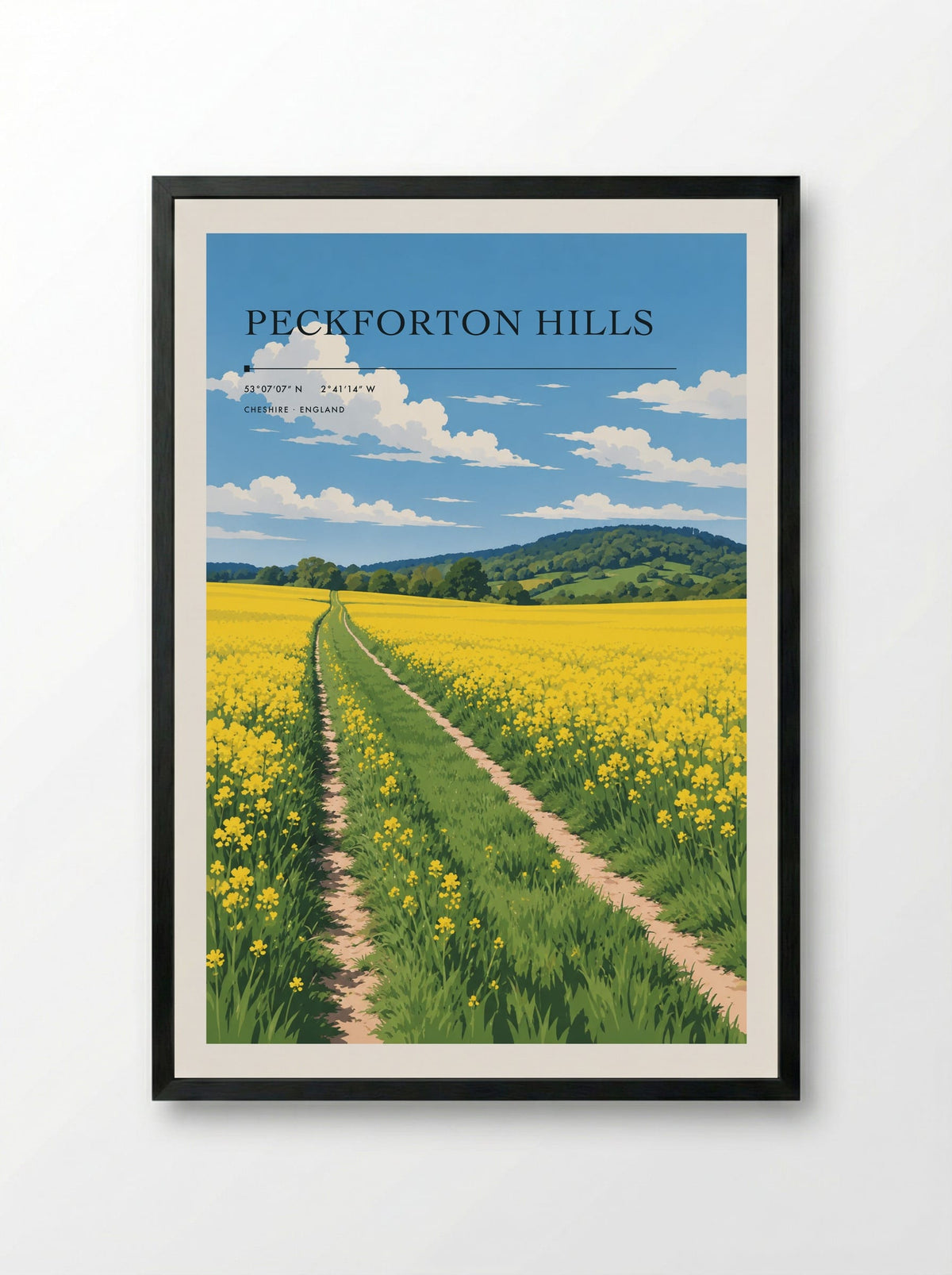 Peckforton Hills, Cheshire | Travel Poster - Framed Print Black