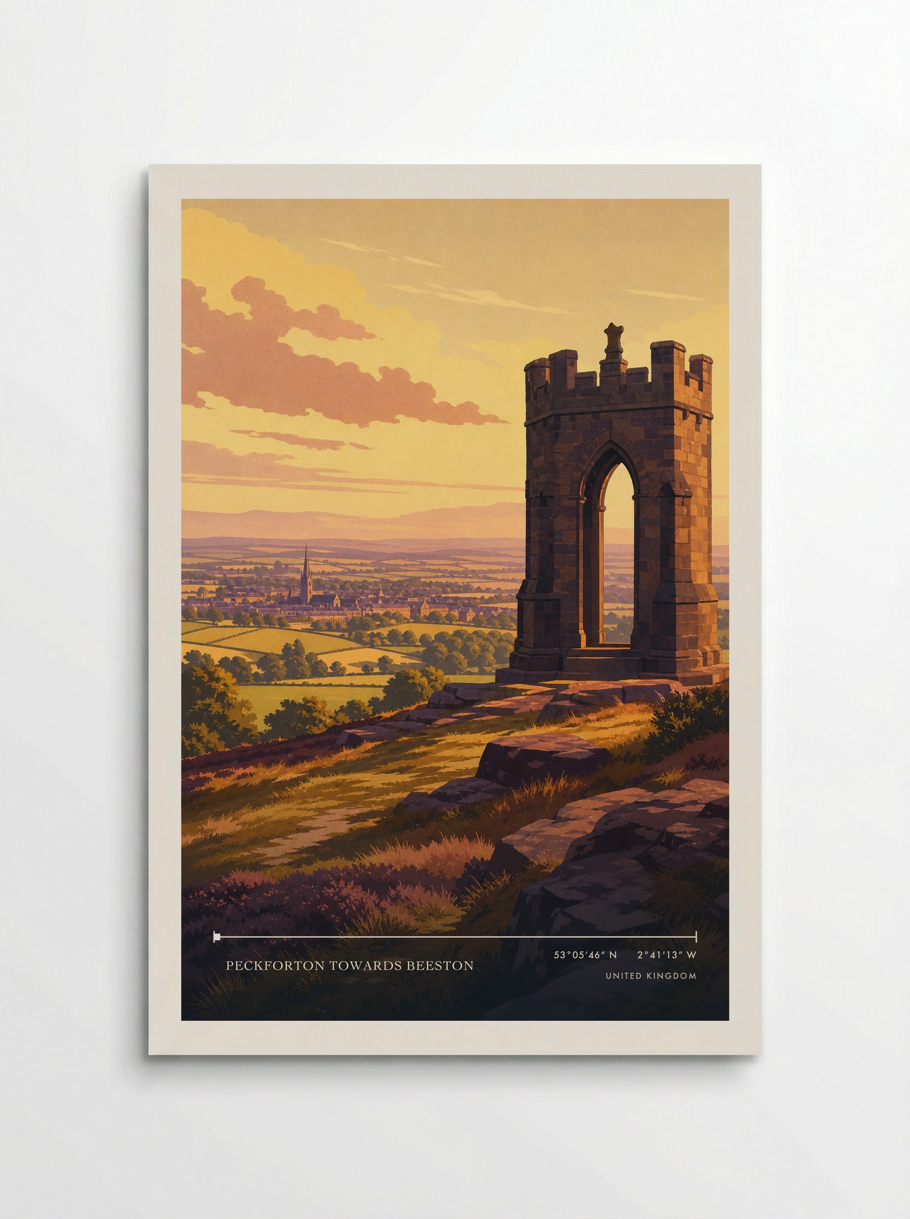 Peckforton towards Beeston United Kingdom Travel Poster - Poster