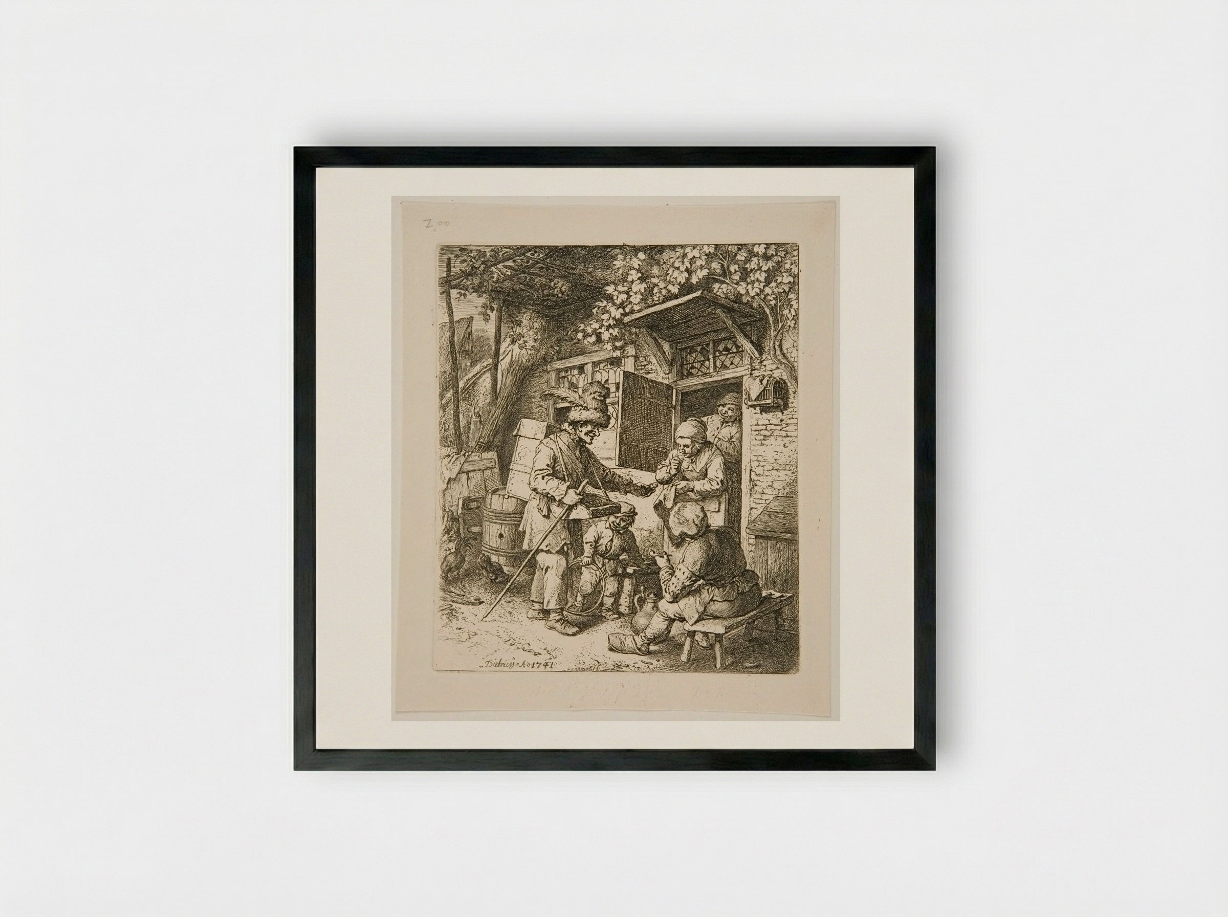 Peddler - Christian Wilhelm Ernst Dietrich - Framed Print Black