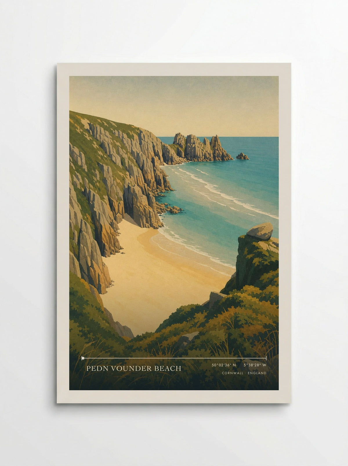 Pedn Vounder Beach Cornwall England Travel Poster - Poster