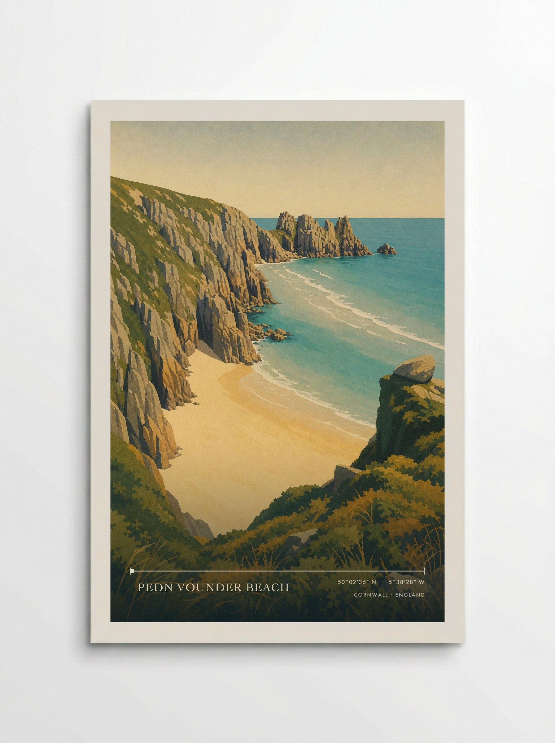 Pedn Vounder Beach Cornwall England Travel Poster - Poster