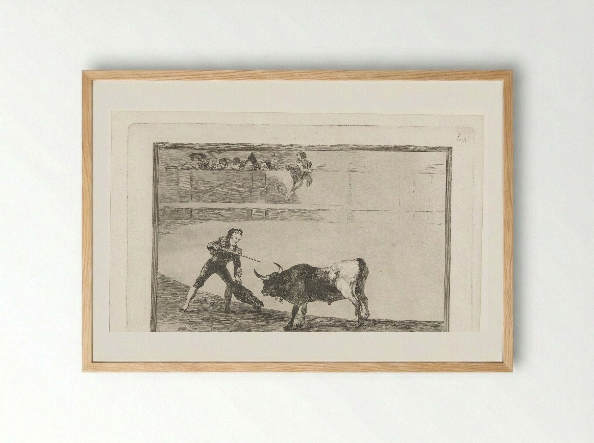 Pedro Romera Martínez doodt een stier - Francisco de Goya - Framed Print Wood