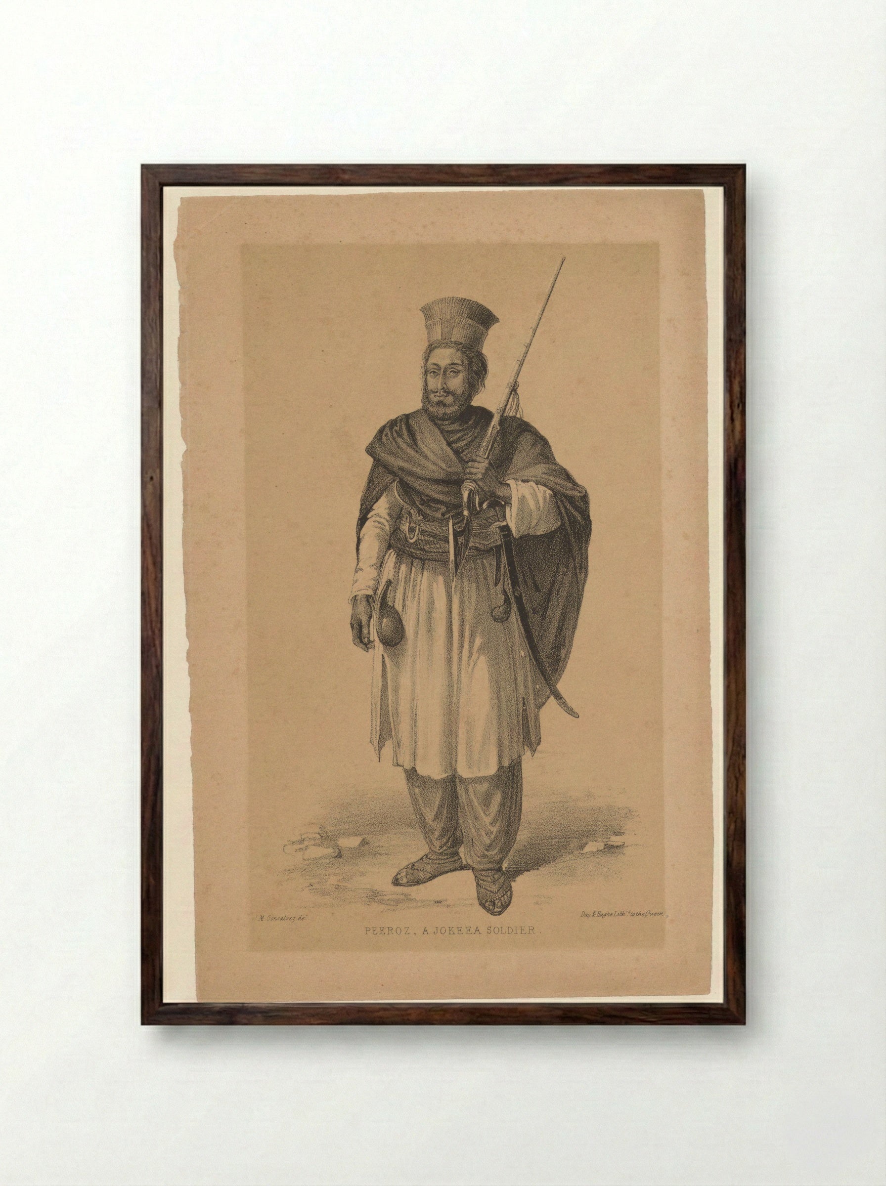 Peeroz, a Jokeea Soldier - John Murray - Framed Print Dark Wood