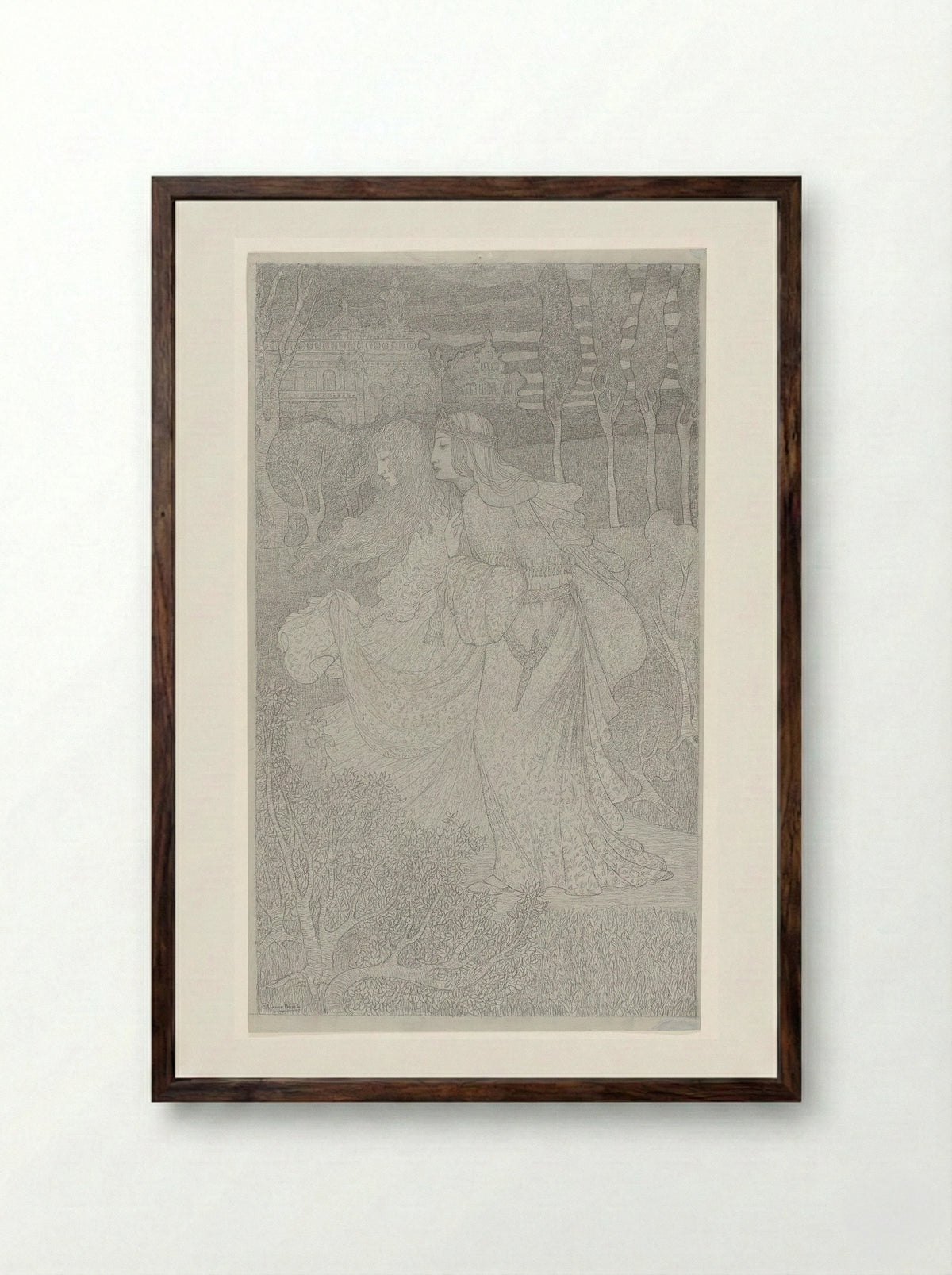Pelléas et Mélisande - Etienne Bosch - Framed Print Dark Wood