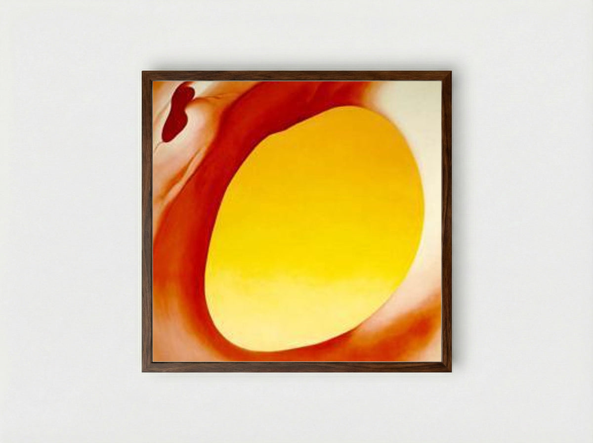 Pelvis Series (Red with Yellow) - Georgia O'Keeffe - Framed Print Dark Wood