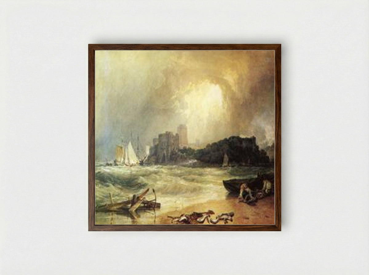 Pembroke Castle, South Wales, Thunder Storm Approaching - J.M.W. Turner - Framed Print Dark Wood