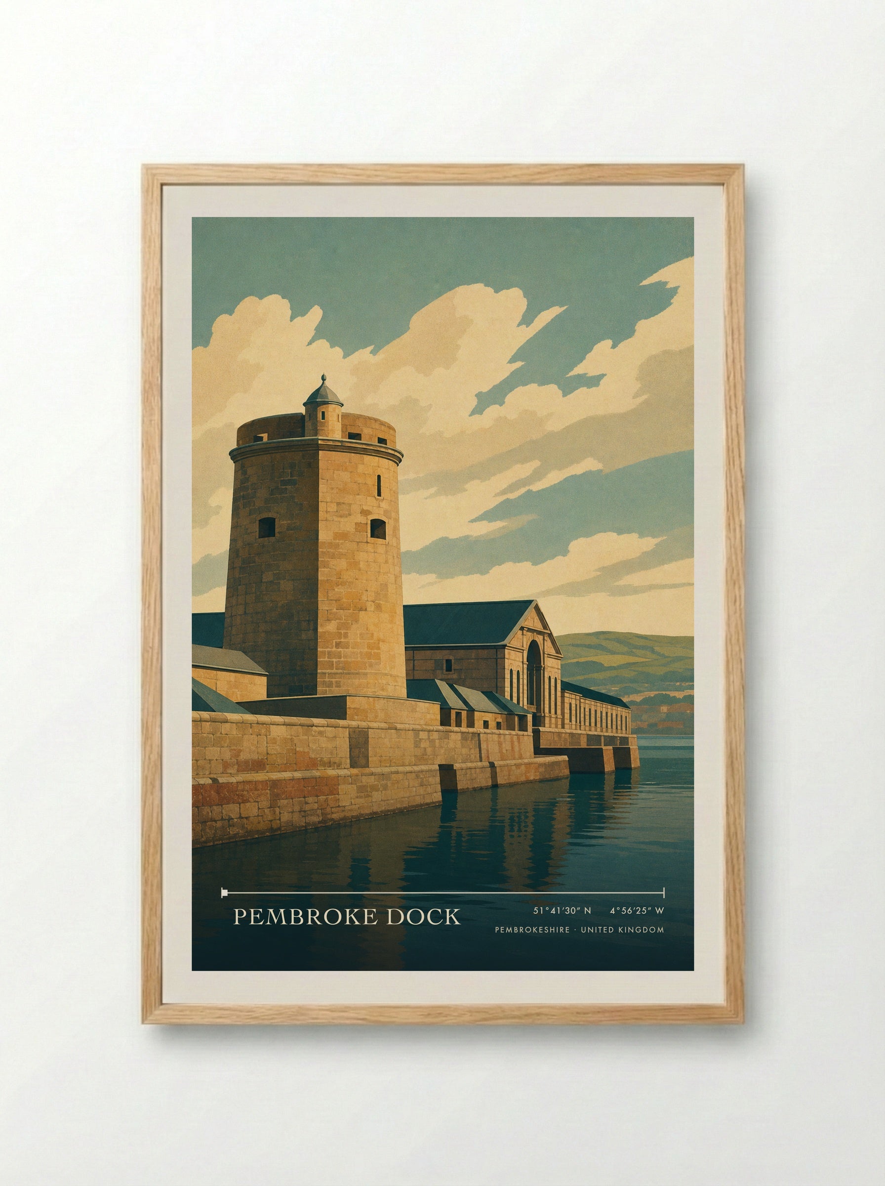 Pembroke Dock Pembrokeshire United Kingdom Travel Poster - Framed Print Wood