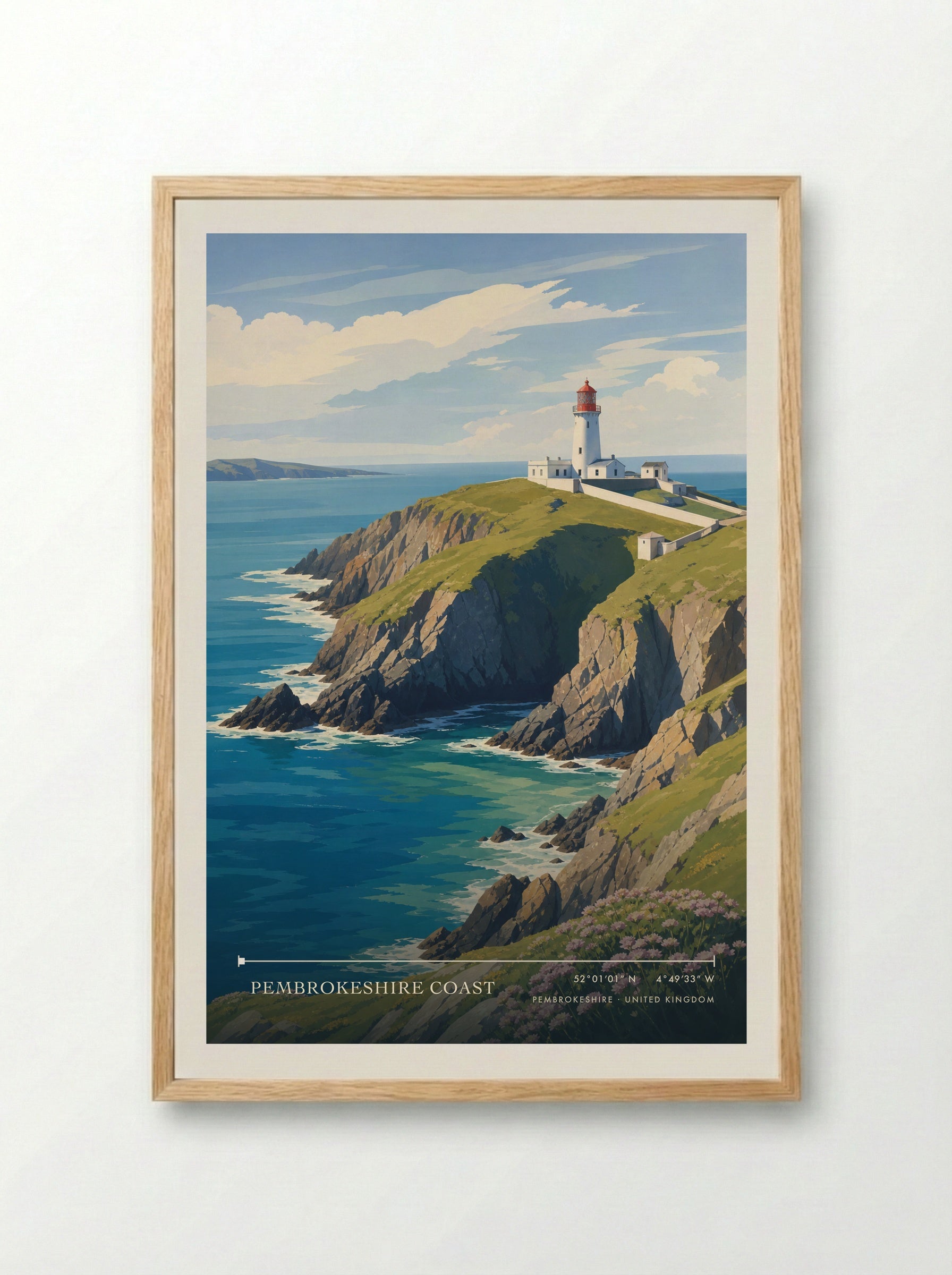 Pembrokeshire Coast United Kingdom Travel Poster - Framed Print Wood
