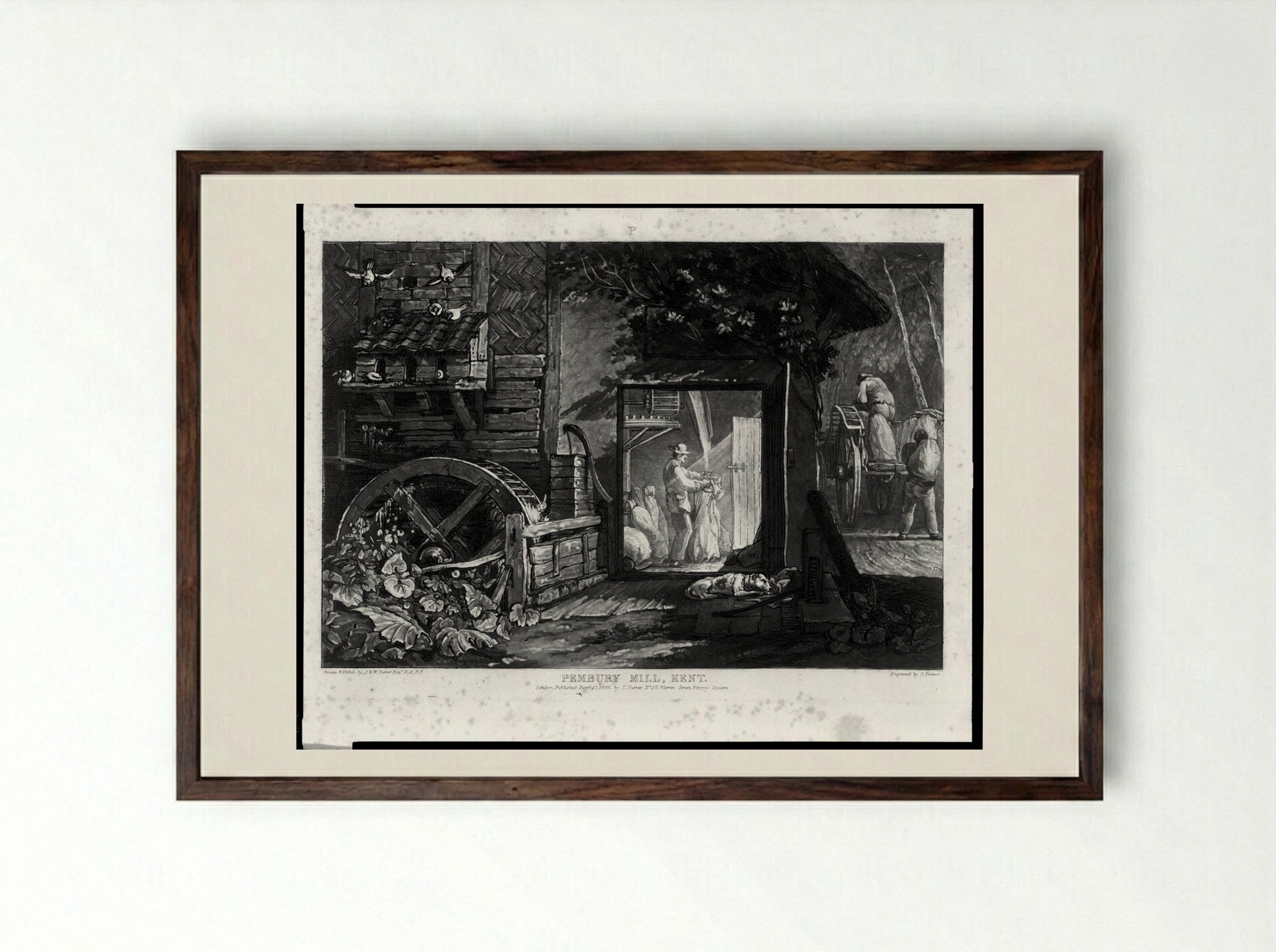 Pembury Mill, Kent - Charles Turner - Framed Print Dark Wood