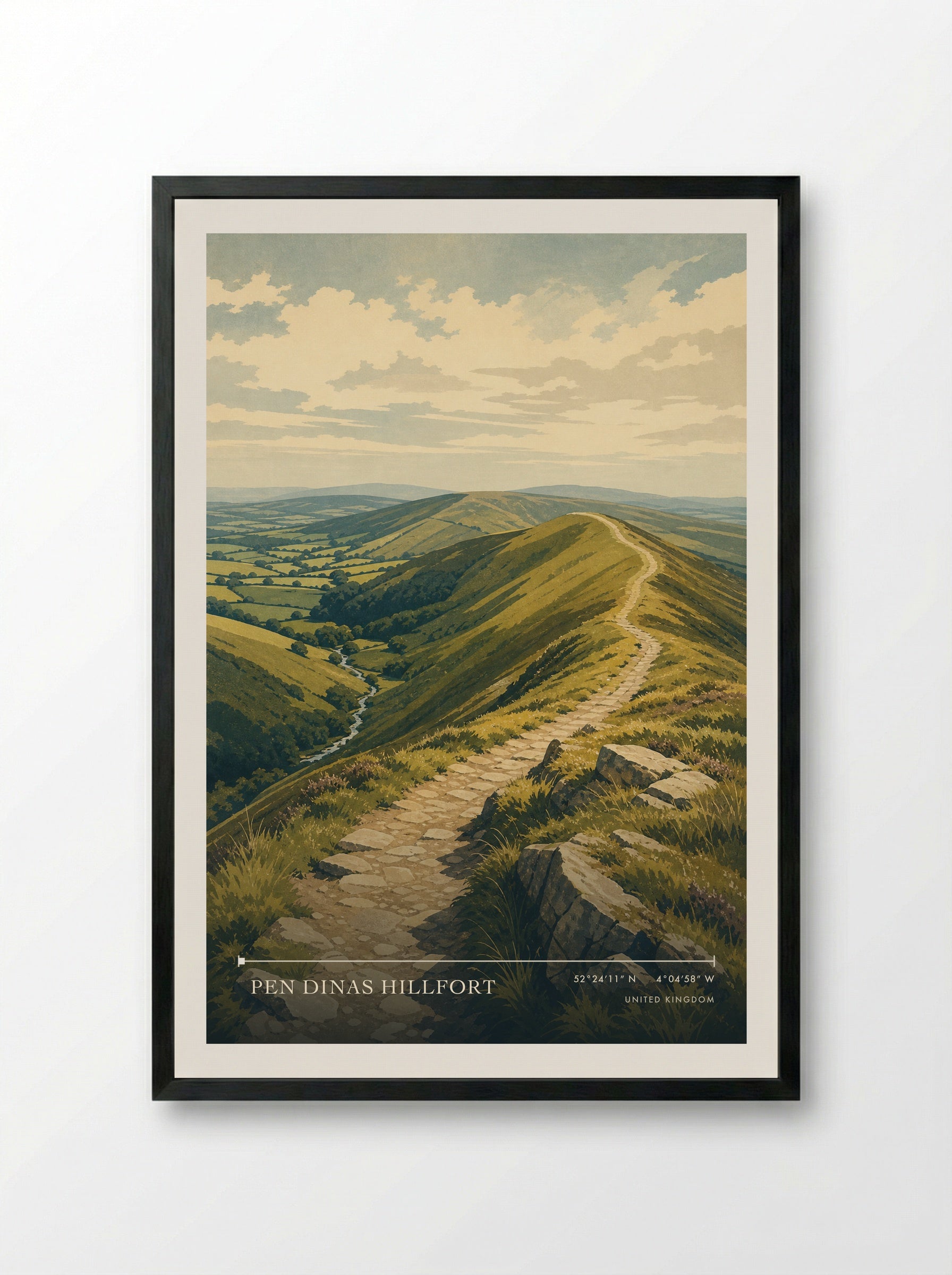 Pen Dinas Hillfort United Kingdom Travel Poster - Framed Print Black