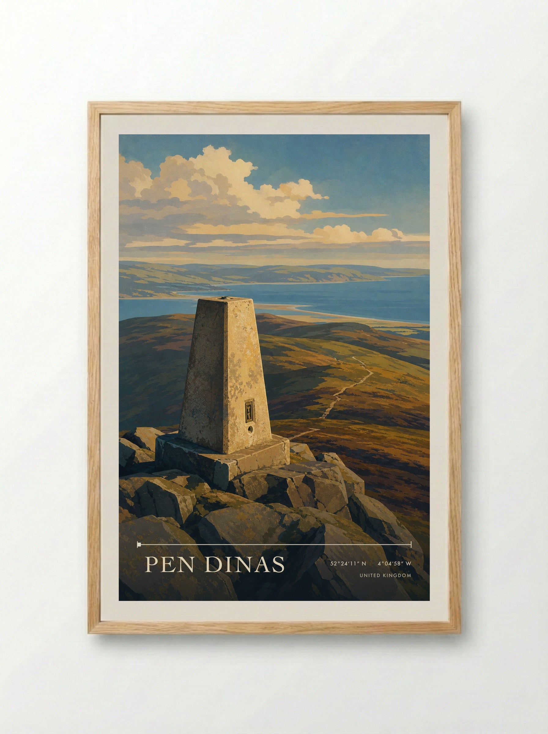 Pen Dinas United Kingdom Travel Poster - Framed Print Wood