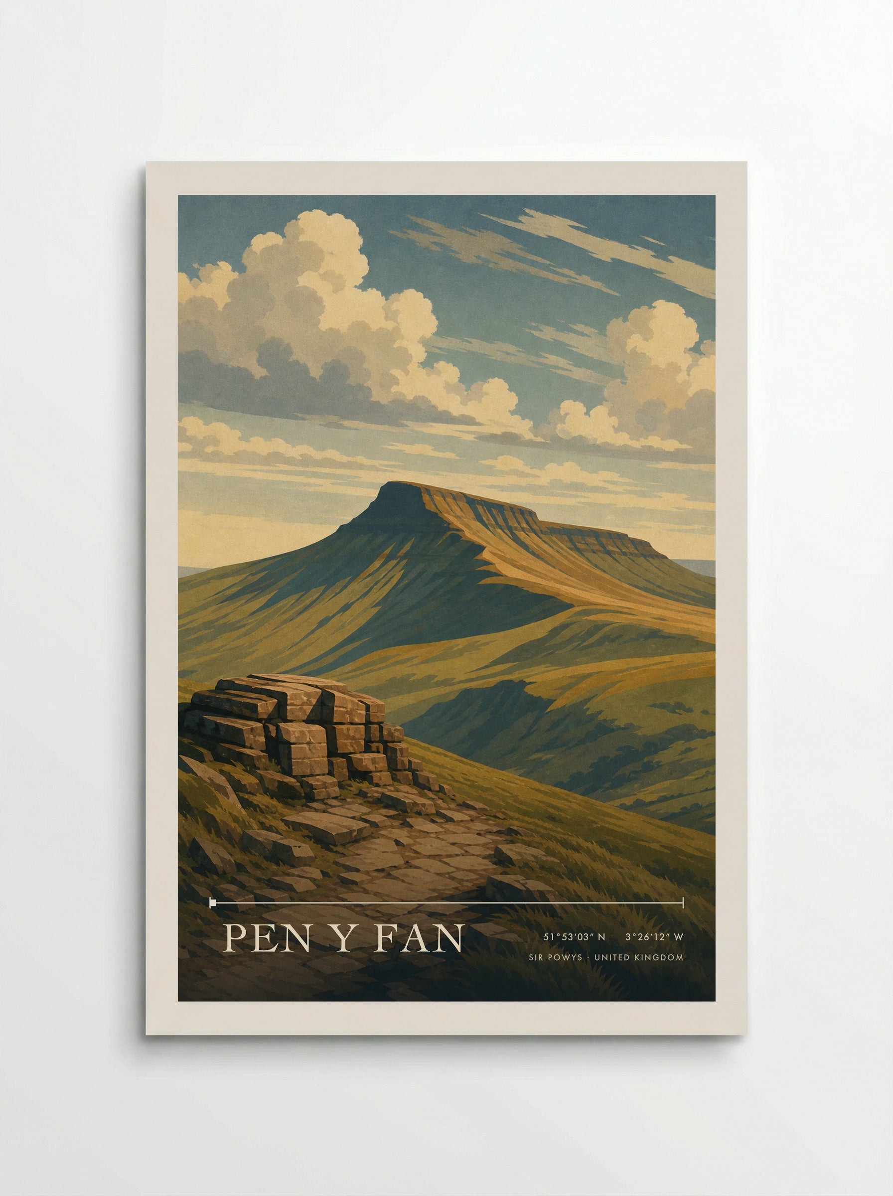 Pen y Fan Sir Powys United Kingdom Travel Poster - Poster