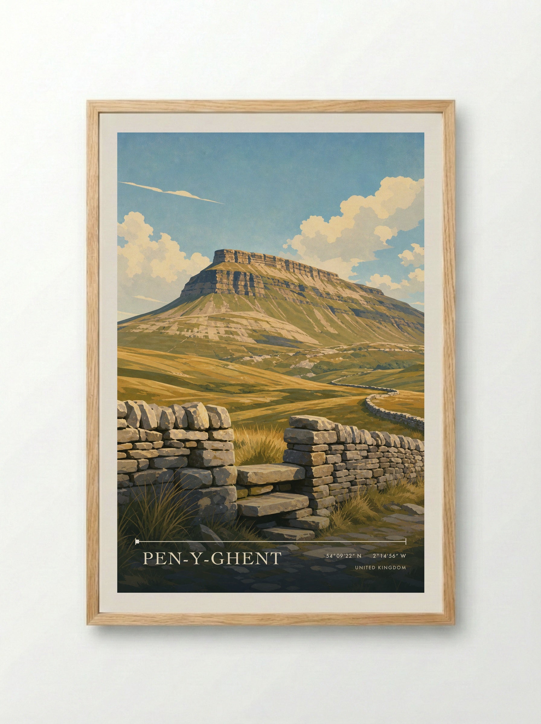 Pen-y-ghent United Kingdom Travel Poster - Framed Print Wood