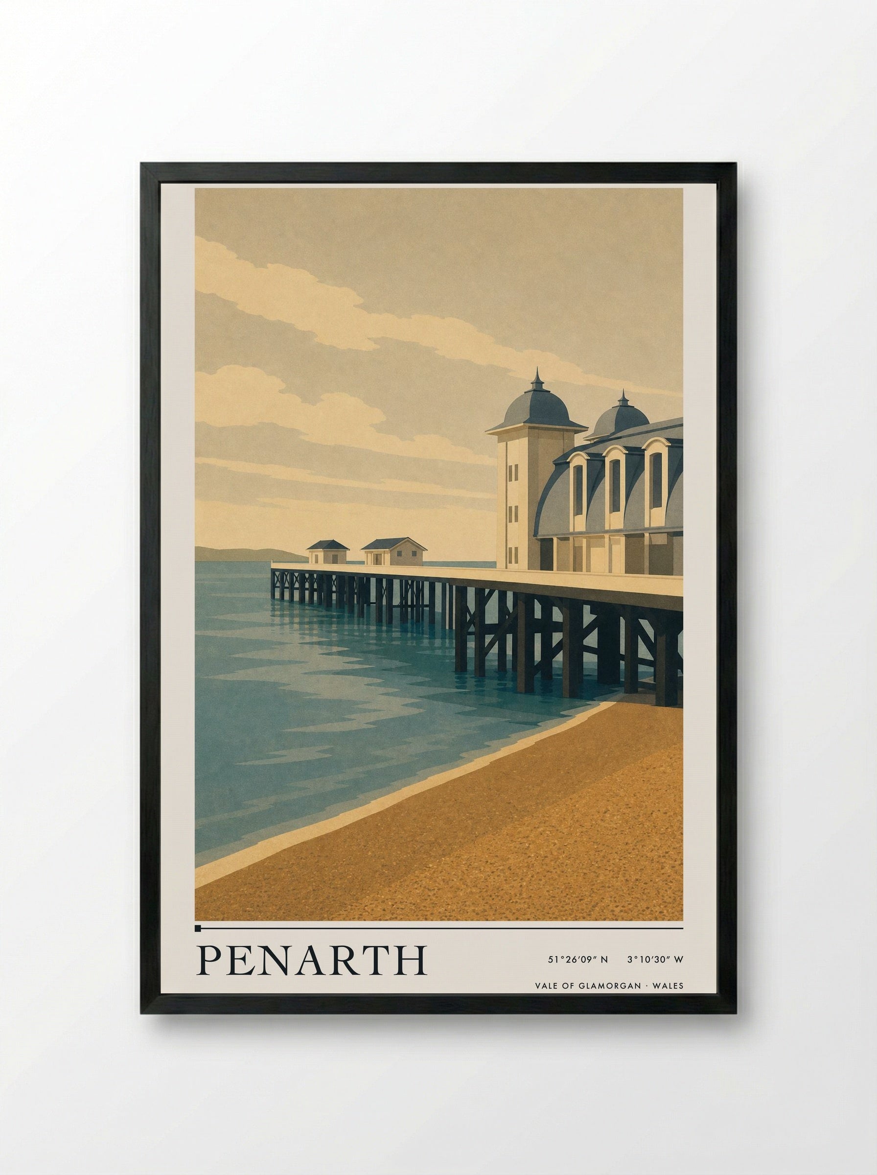 Penarth Travel Poster - Framed Print Black