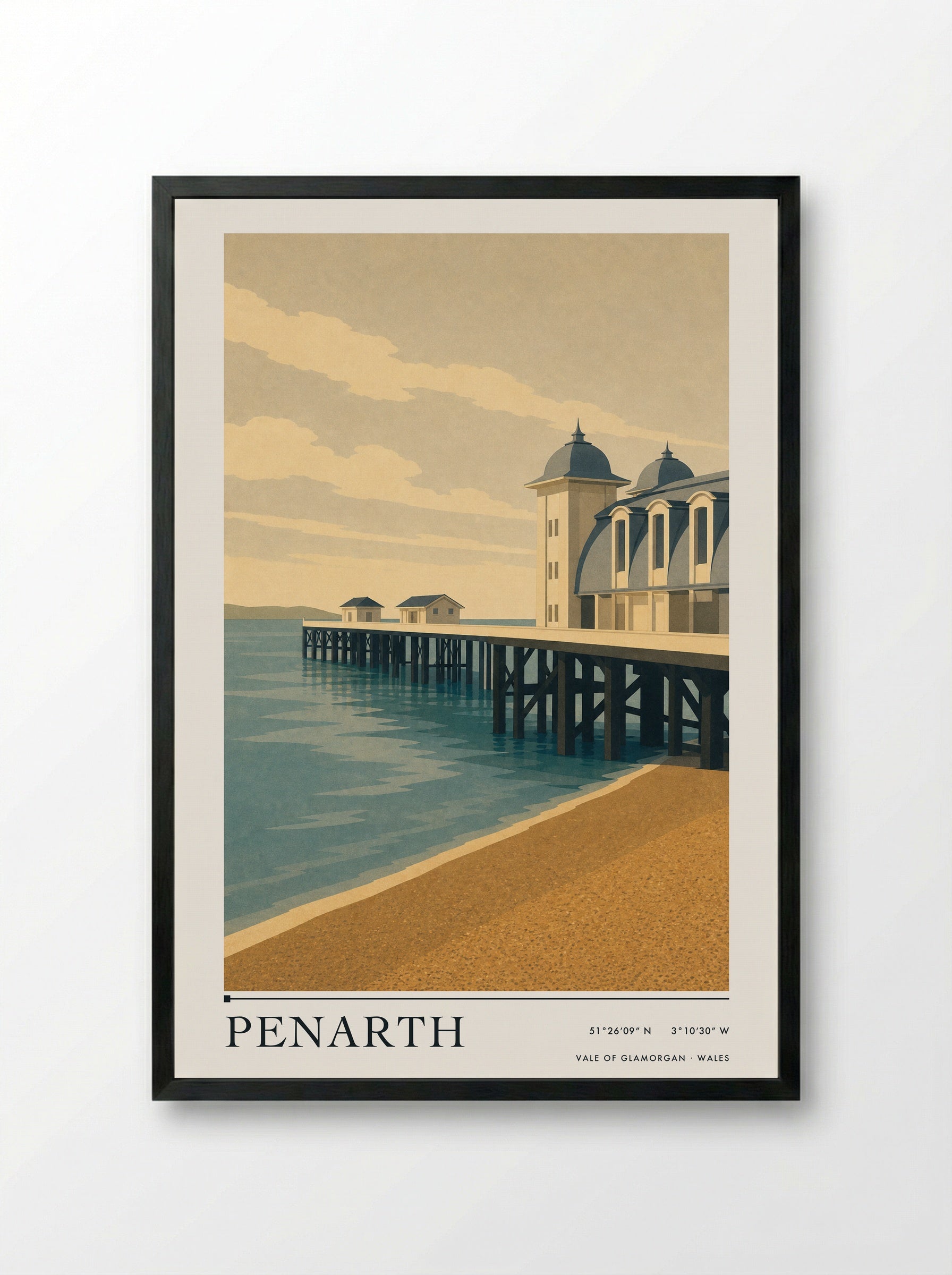 Penarth Travel Poster - Framed Print Black