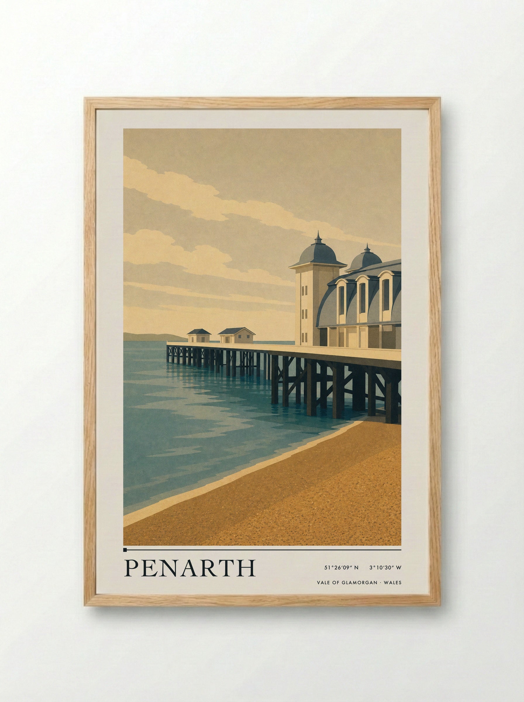 Penarth Travel Poster - Framed Print Wood
