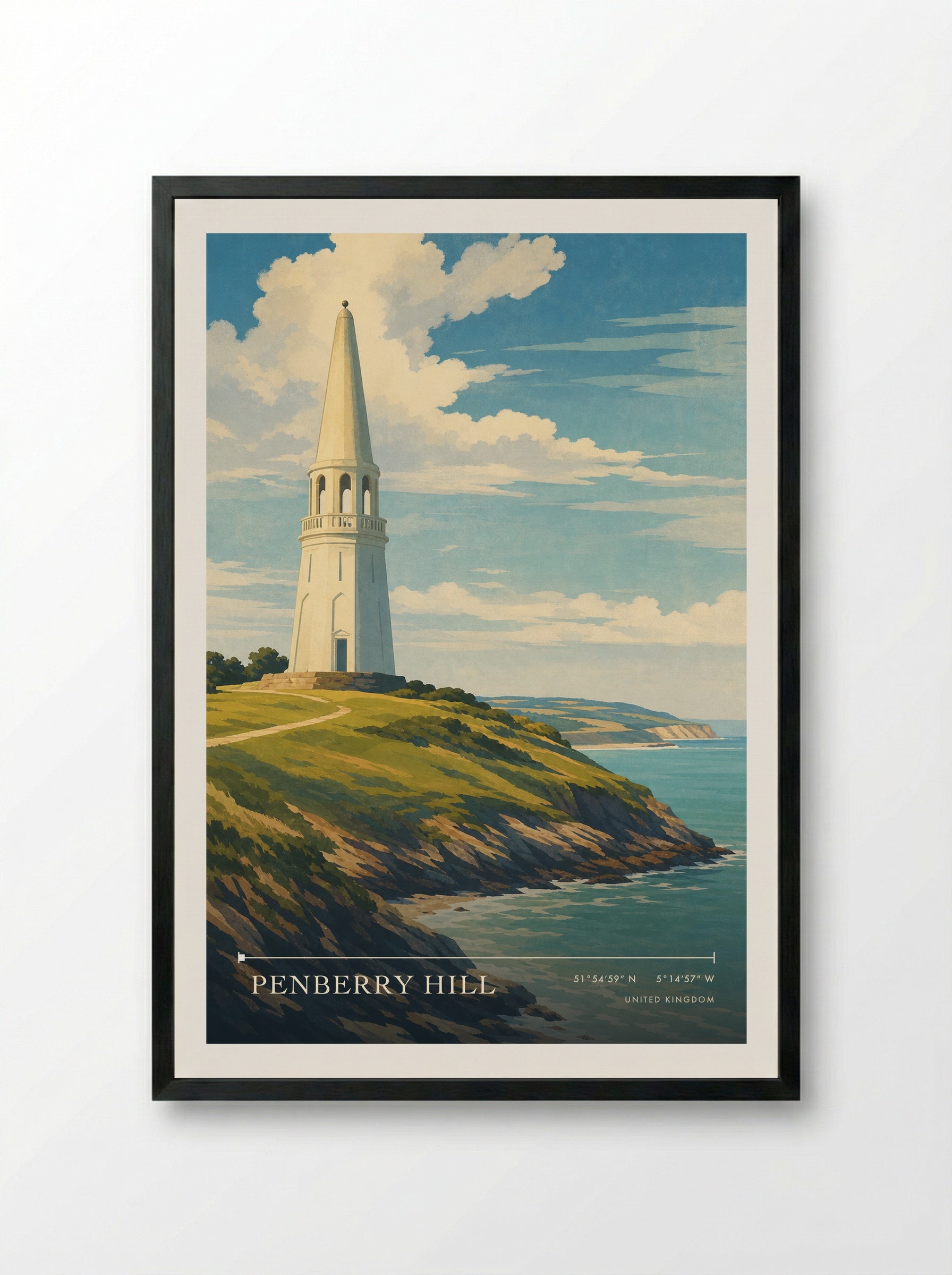 Penberry Hill United Kingdom Travel Poster - Framed Print Black