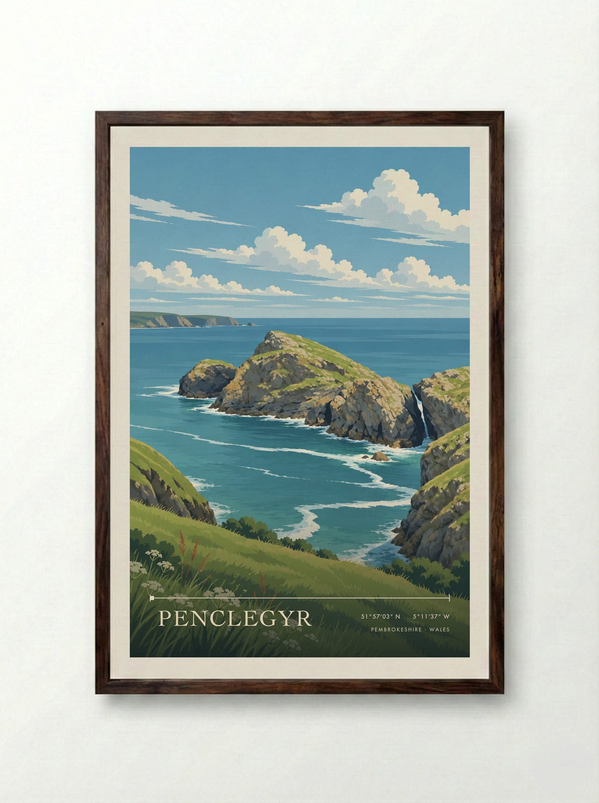 Penclegyr, Pembrokeshire | Travel Poster - Framed Print Dark Wood