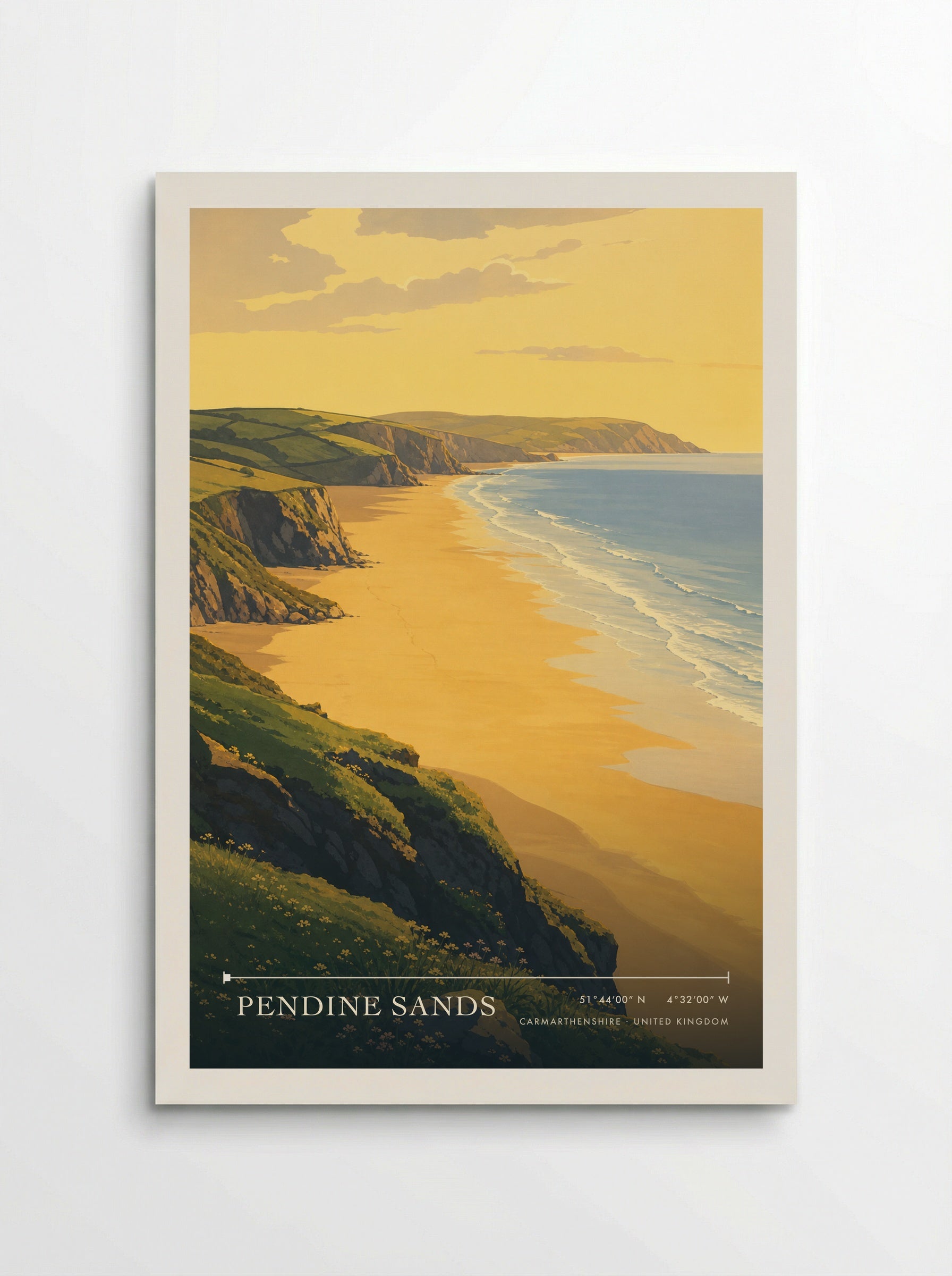 Pendine Sands Carmarthenshire United Kingdom Travel Poster - Poster