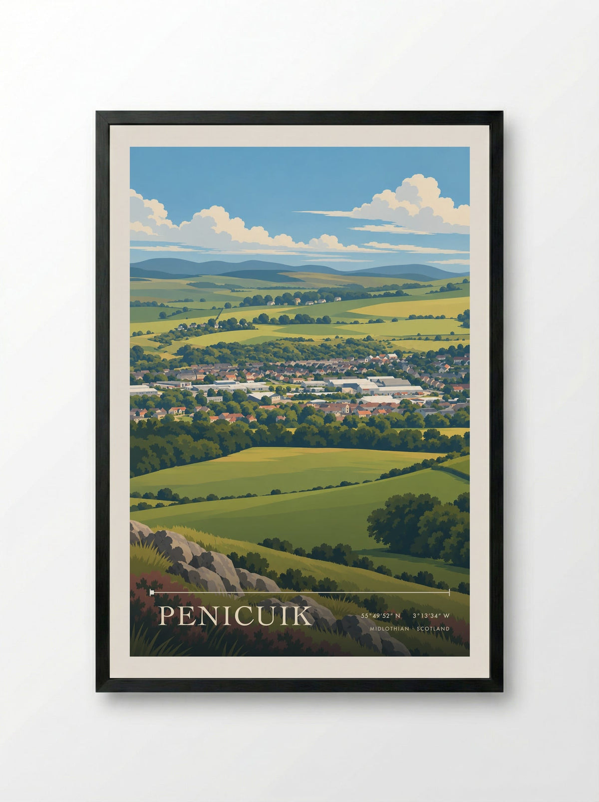 Penicuik, Midlothian | Travel Poster - Framed Print Black