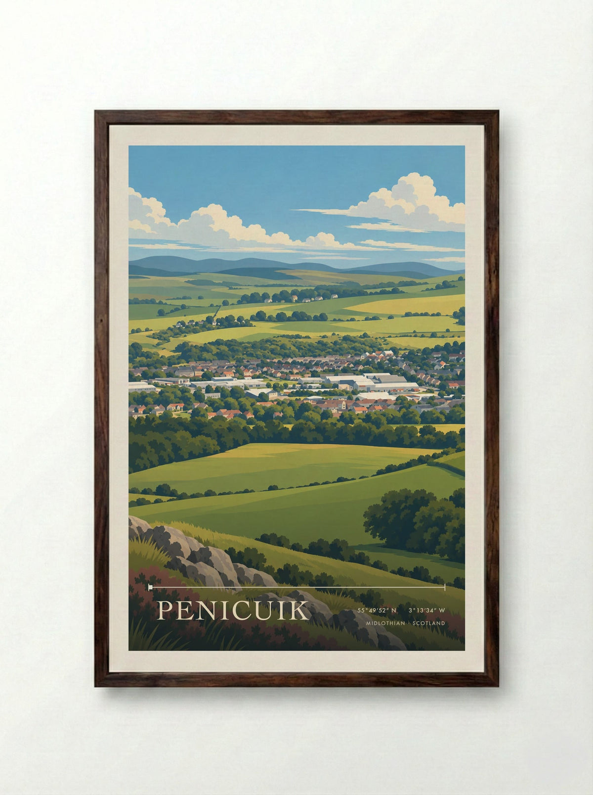 Penicuik, Midlothian | Travel Poster - Framed Print Dark Wood