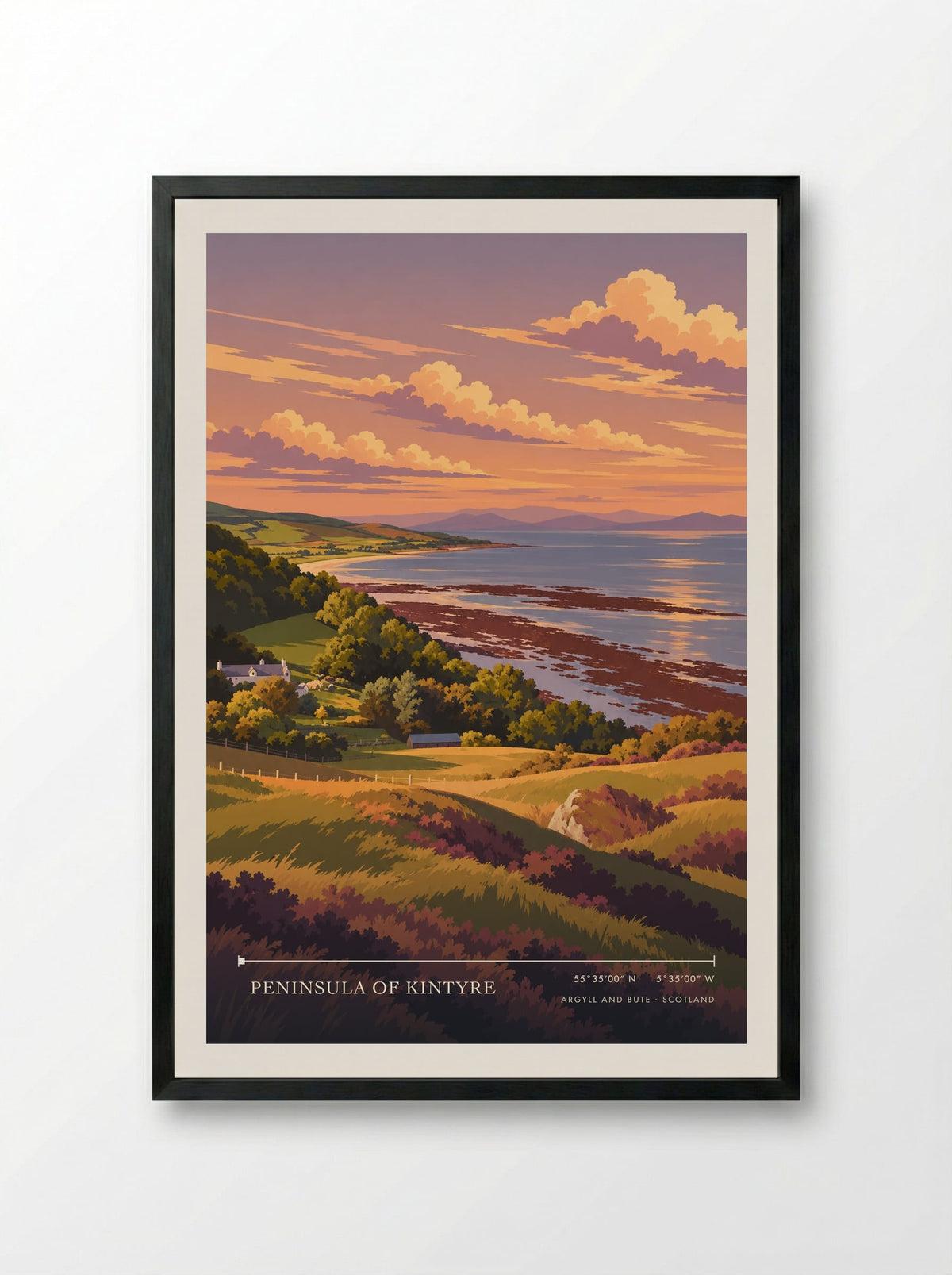 Peninsula of Kintyre, Argyll and Bute | Travel Poster - Framed Print Black
