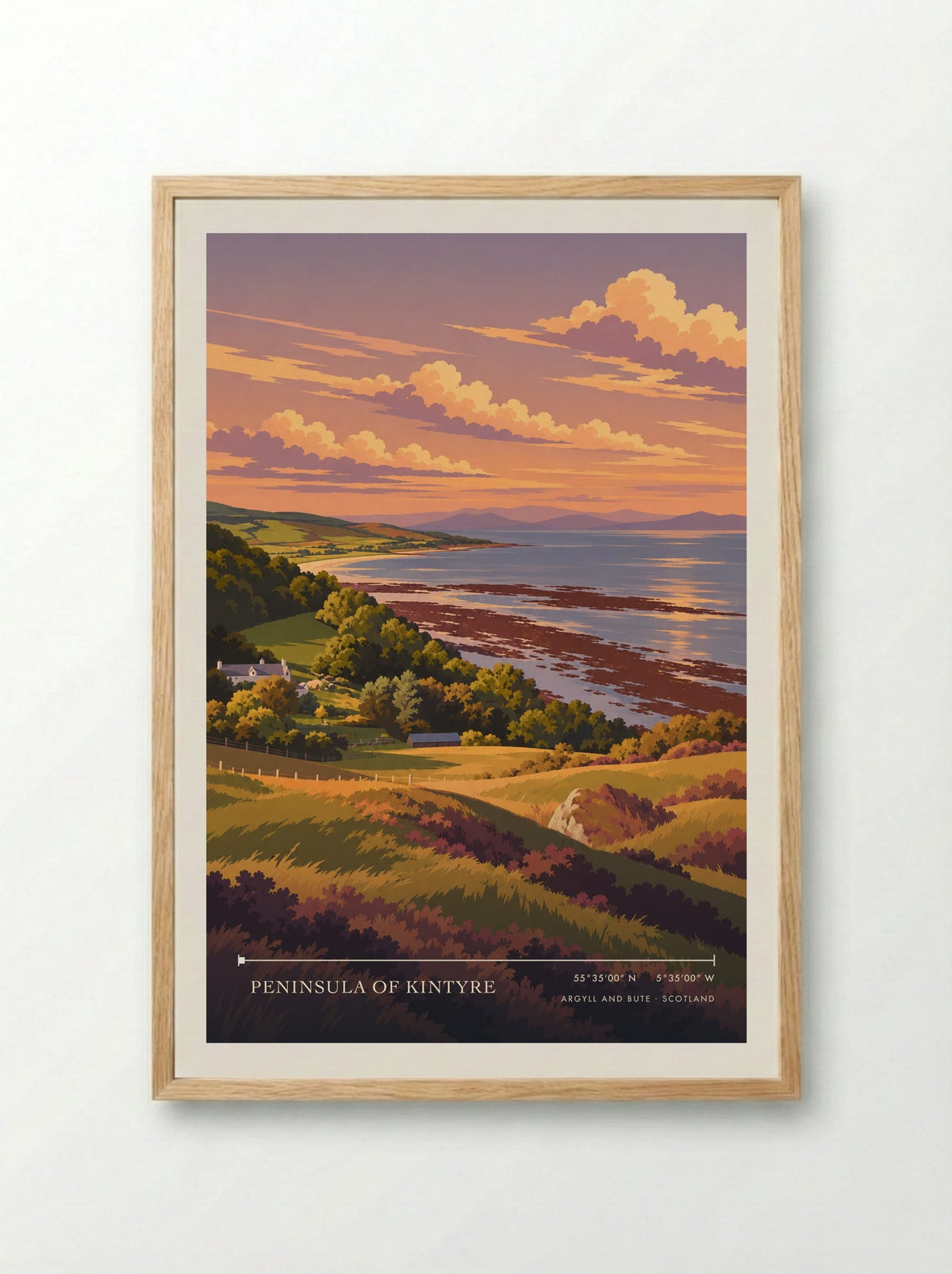 Peninsula of Kintyre, Argyll and Bute | Travel Poster - Framed Print Wood