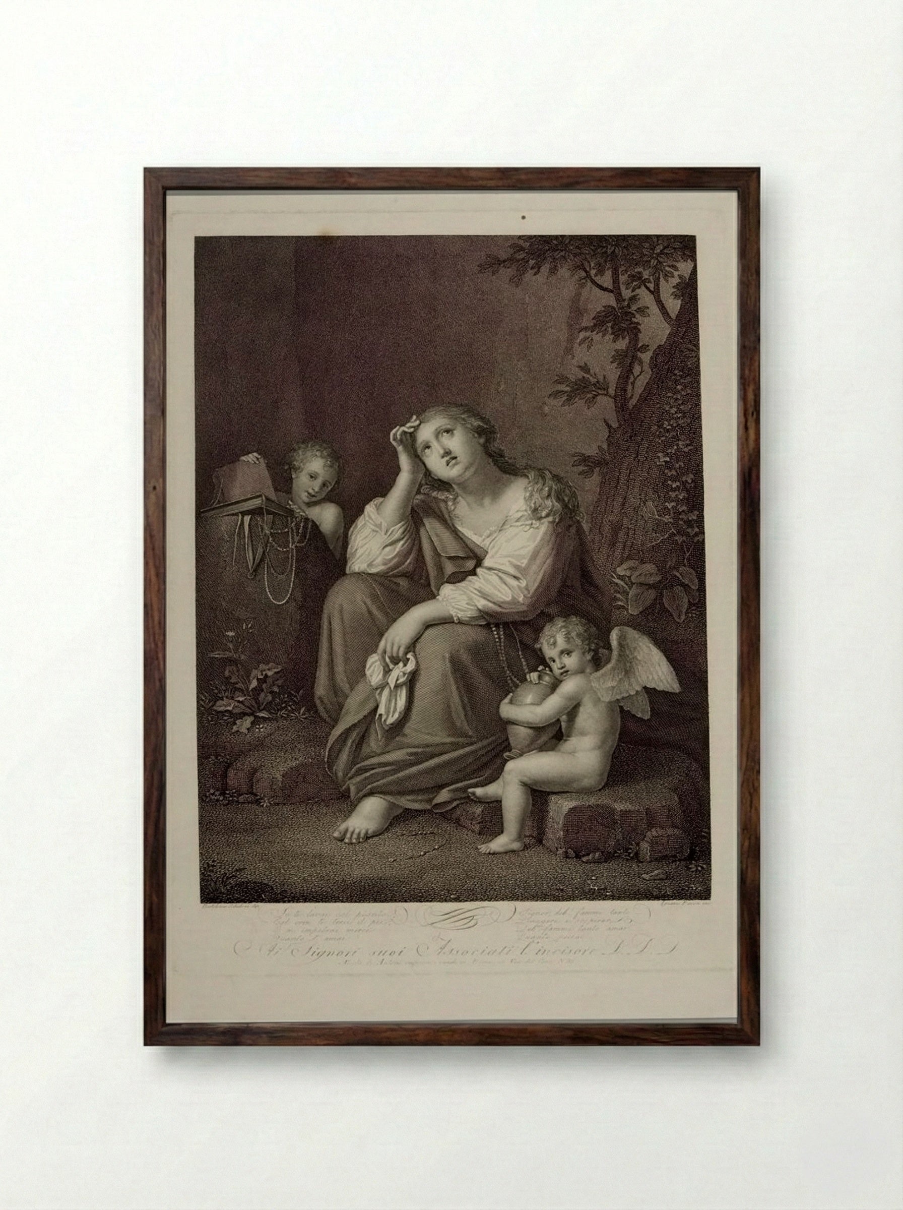 Penitent Magdalen - Ignazio Pavon - Framed Print Dark Wood