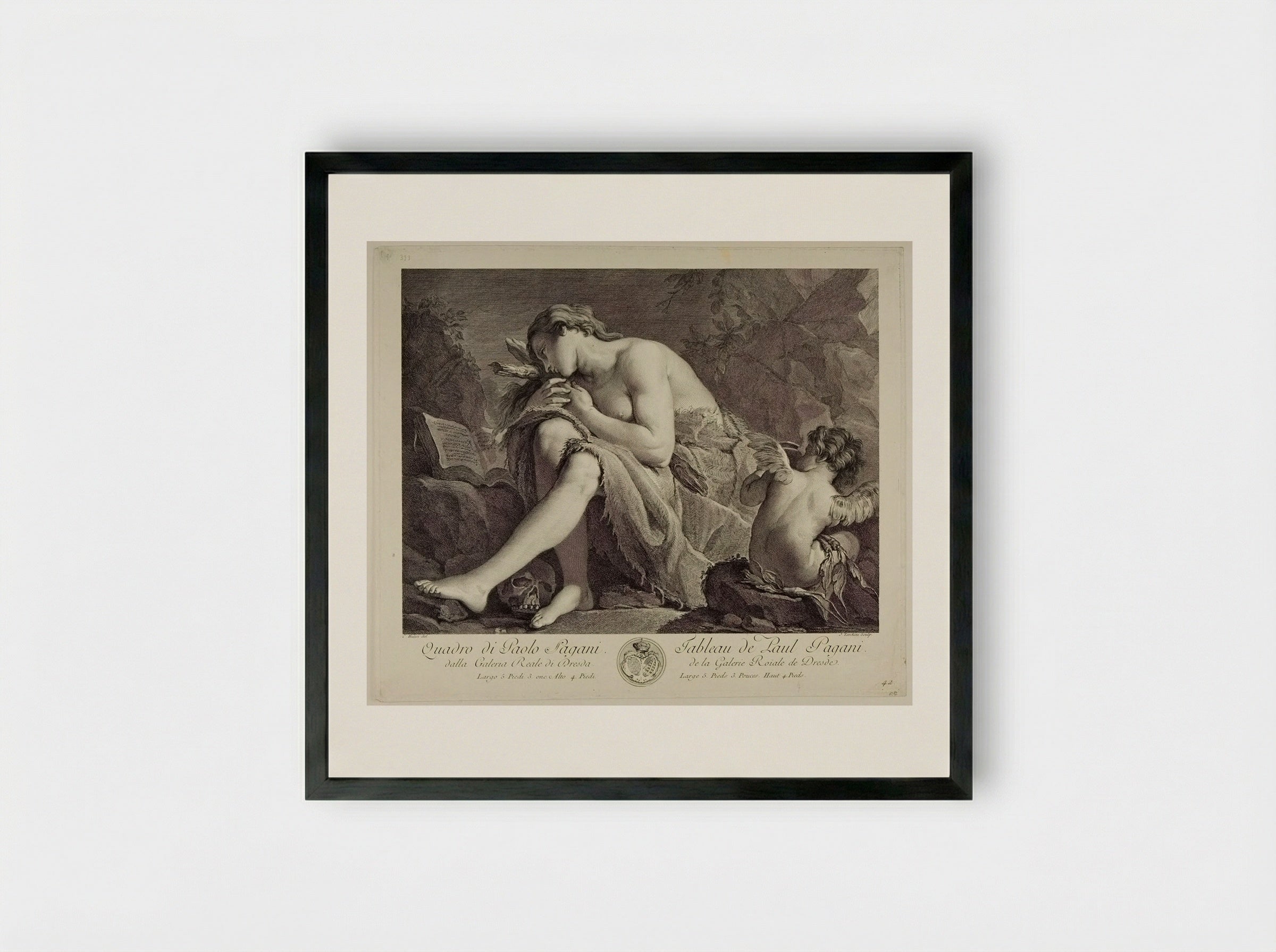 Penitent Magdalene - Jacques Nicolas Tardieu - Framed Print Black